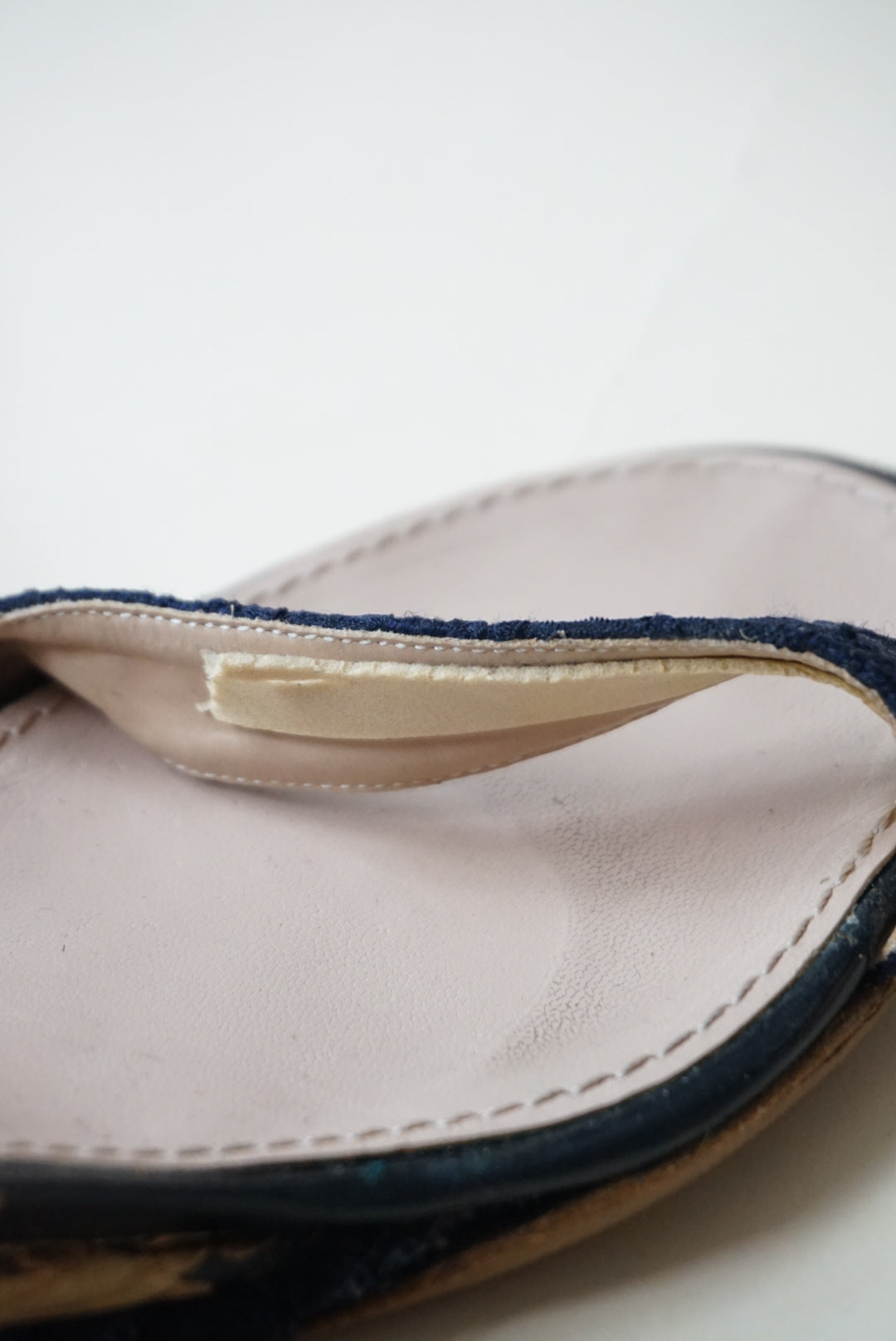 Nina Ricci Cork Navy Patent Leather Embroidered Sandal Wedge - Size 40