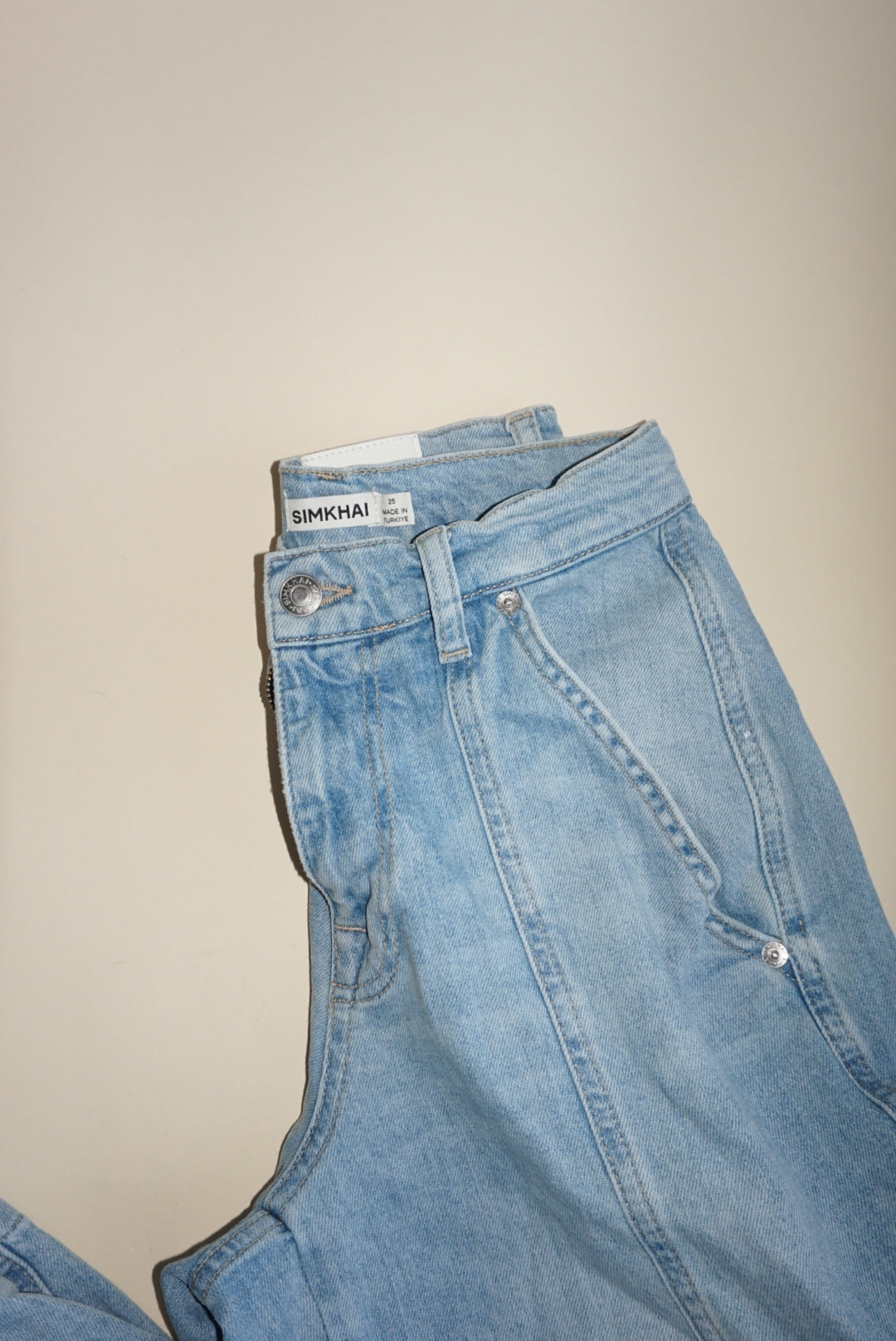 Jonathan Simkhai "Simkhai" Light Wash Cargo Jeans - Size 25