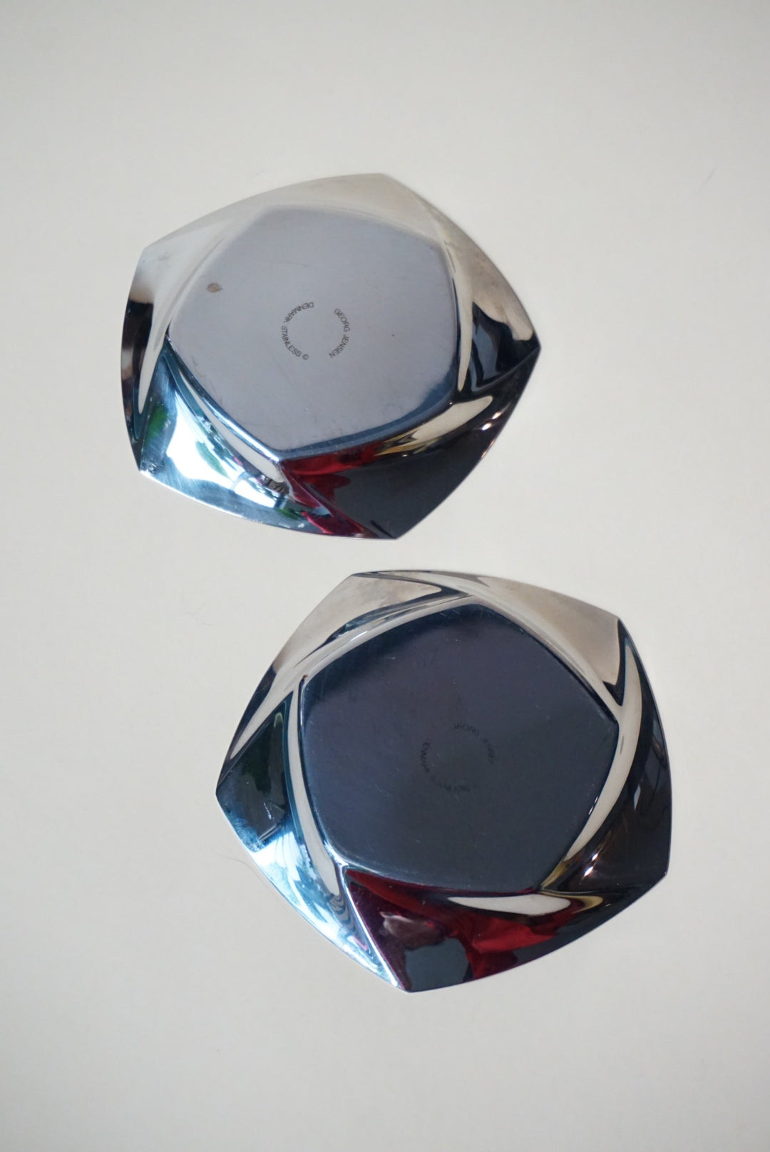 Georg Jensen Denmark Stainless Steel 90's Pentagon Coasters - Set of 2