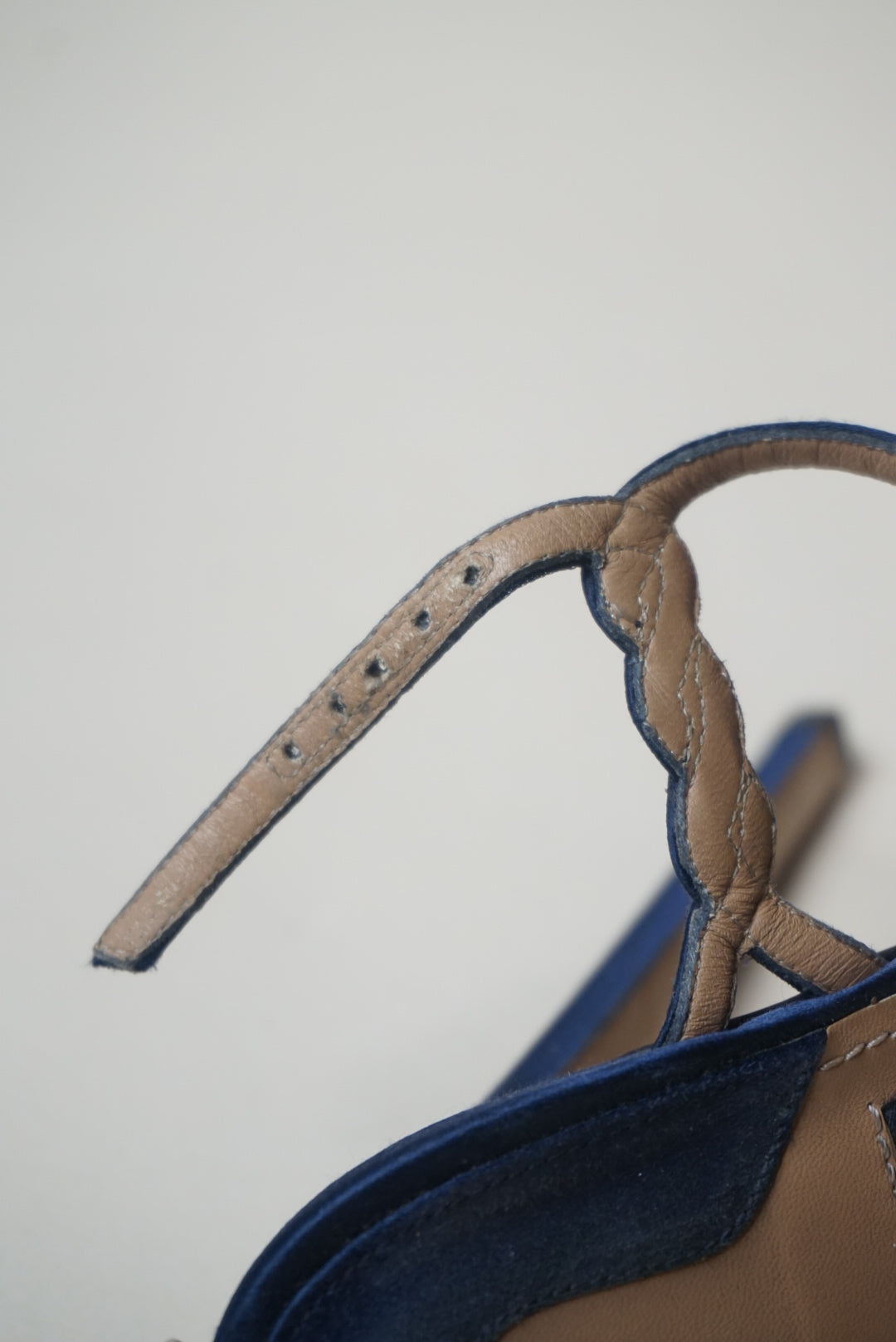 Salvatore Ferragamo Navy Blue Satin Platform 100mm Heel - Size 9