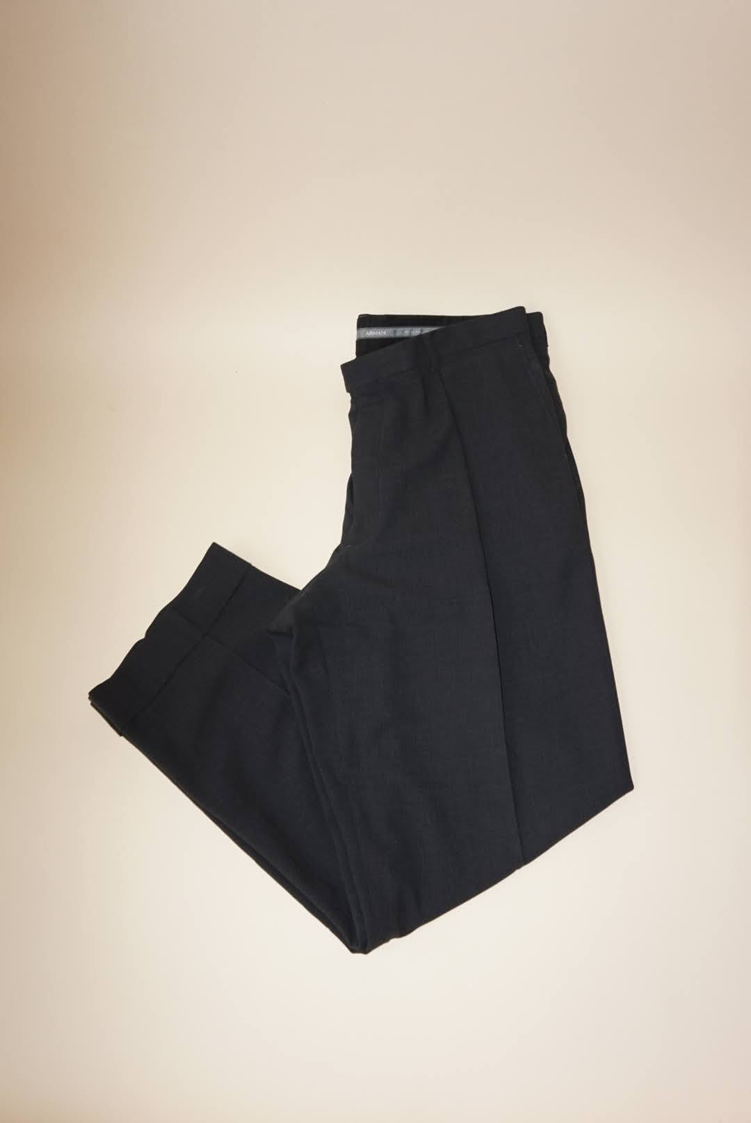 Armani Collezioni Men's Pants Dark Grey Wool Dress Trousers Pleated Cuffed - Size 40 R