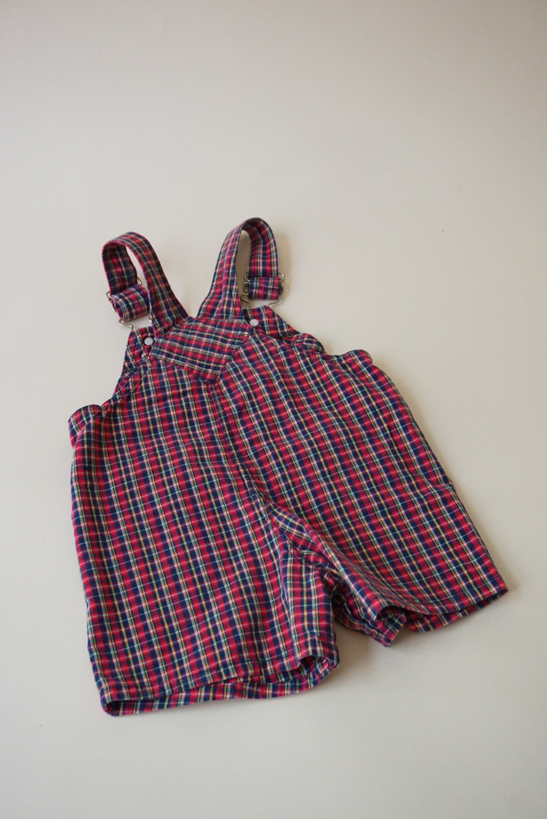 Vintage Sesame Street Elmo Cookie Monster Ring Toss Plaid Overalls - Size 18M