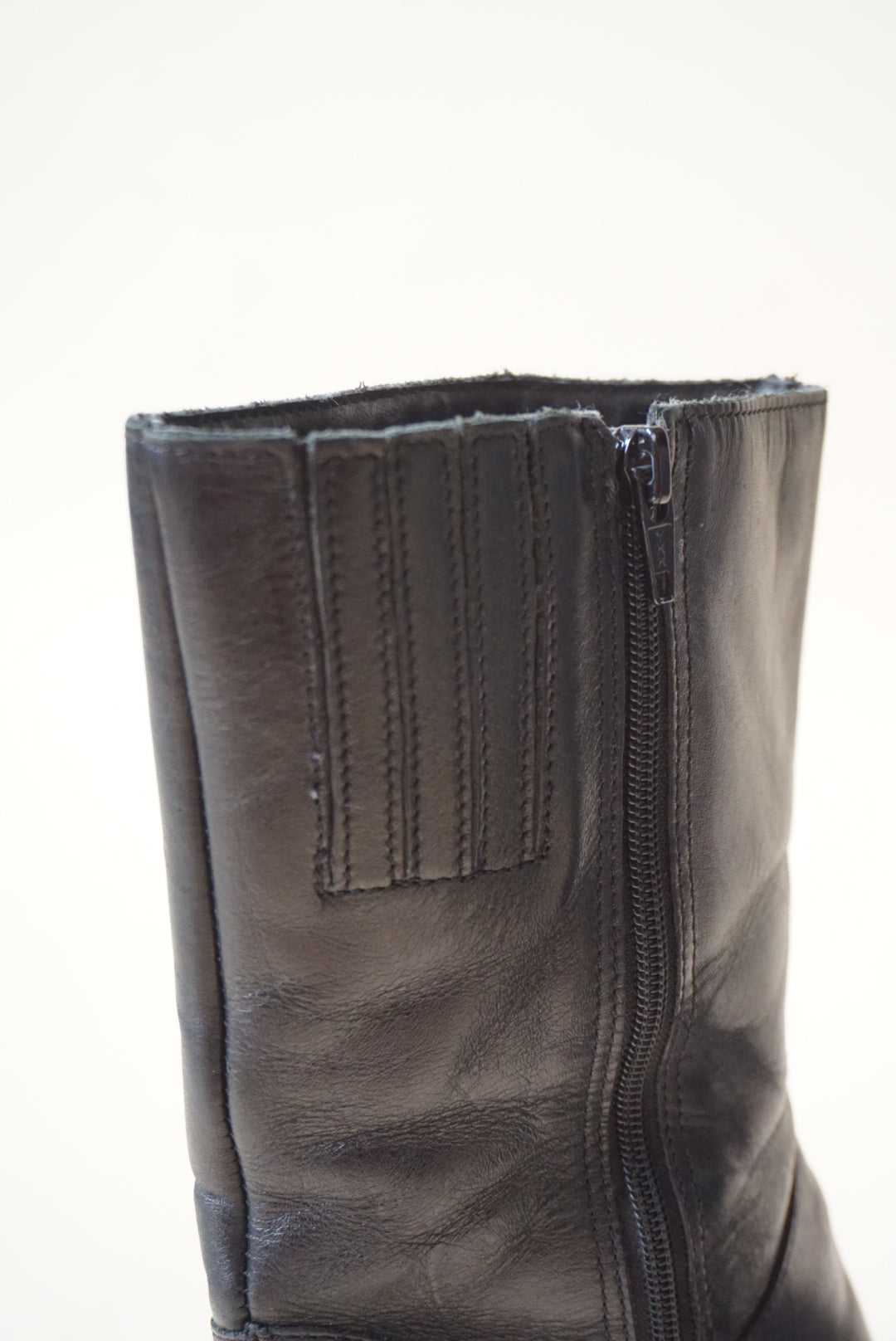 Wesley & Co. Leather Black Ankle Square Toe Booties - Size 9/9.5 (READ)