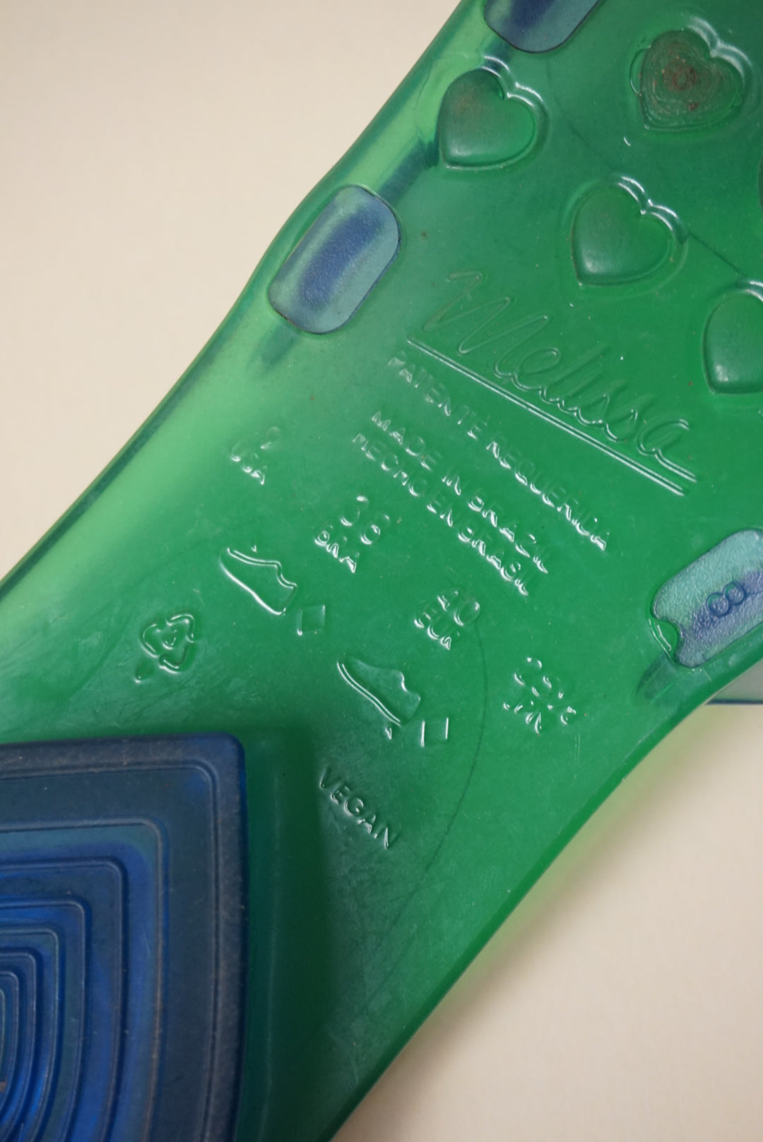 Melissa "Kim" Jelly Flat Green/ Blue Sandals - Size 9