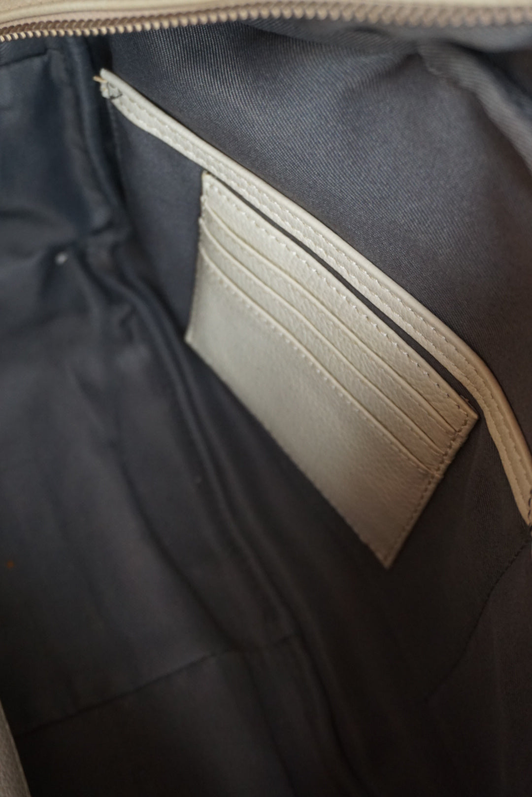 Vintage Calvin Klein Ivory Leather Bowling Bag