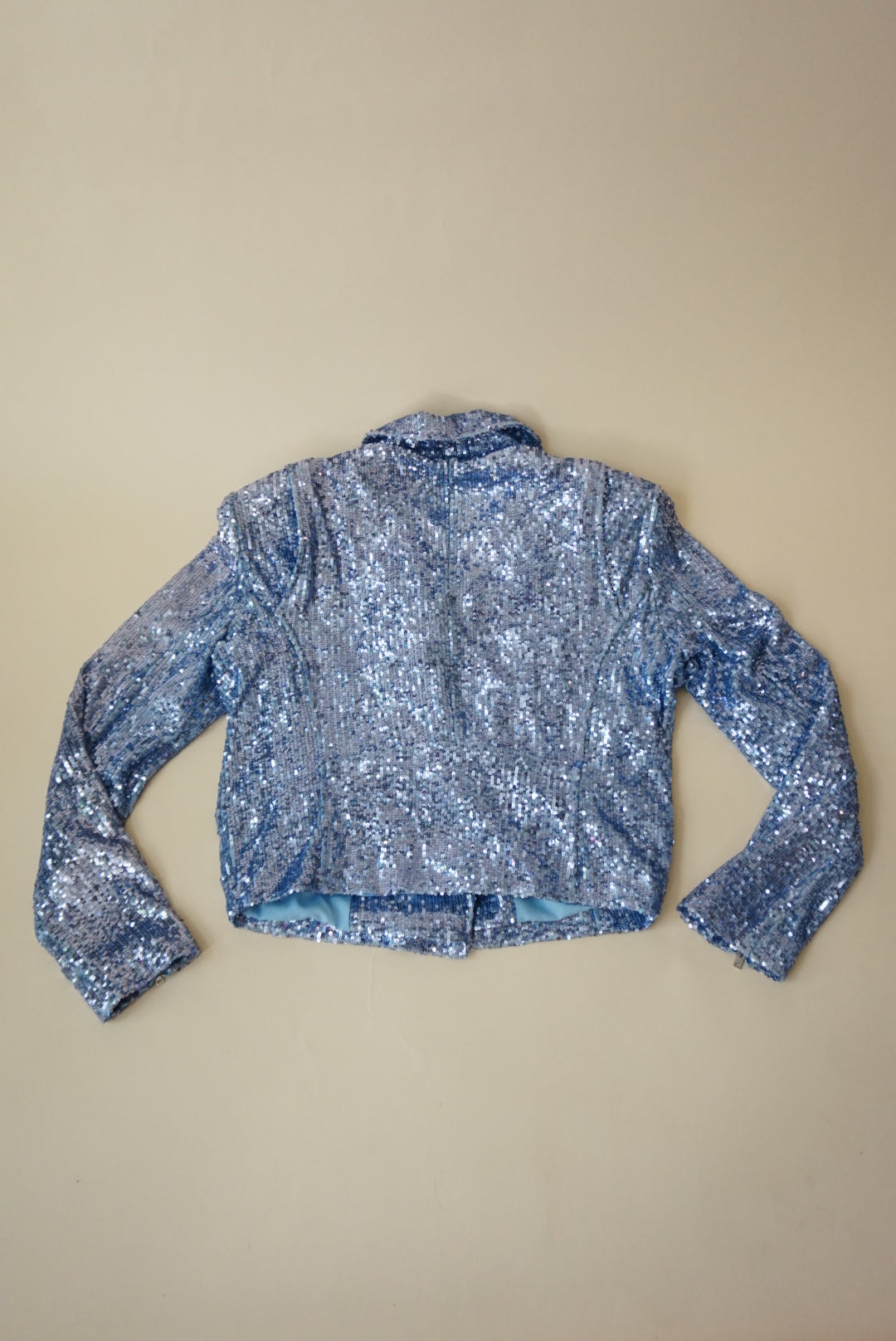 Generation Love Robin Blue Sequin Biker Jacket - Size Medium