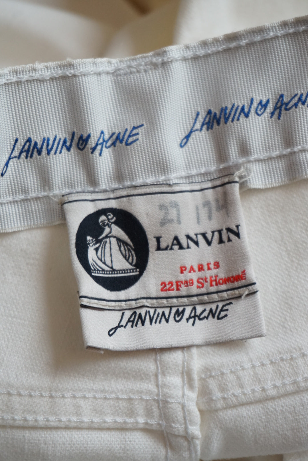 Lanvin x Acne Collab Ribbon Waist White Straight Leg Jeans - Size 27