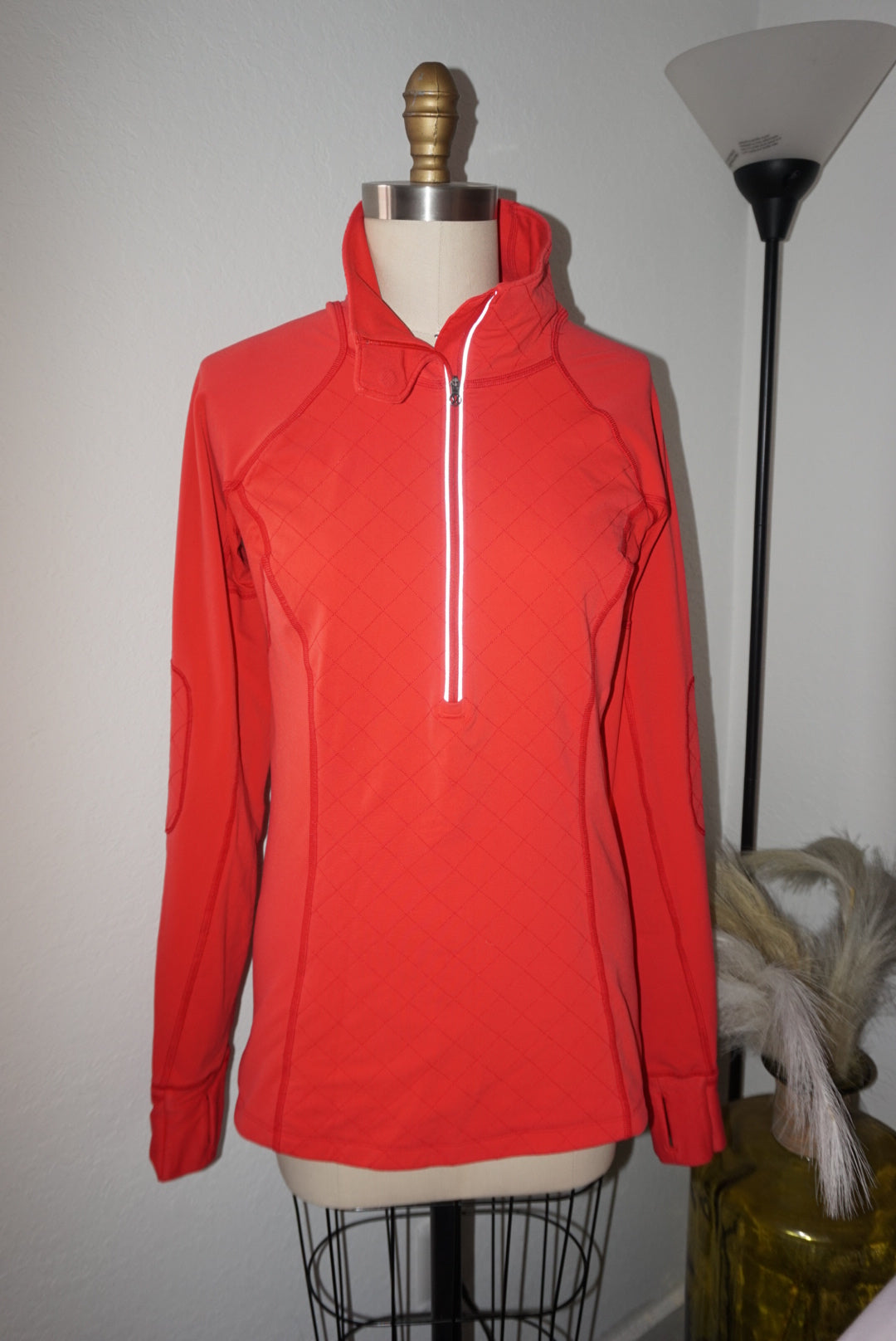 Lululemon 1/2 Zip Running Jacket Magnetic Collar Reflective Coral - Size 8