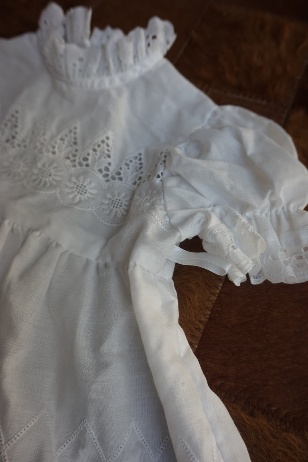 Vintage White Eyelet Frilly Baby Dress