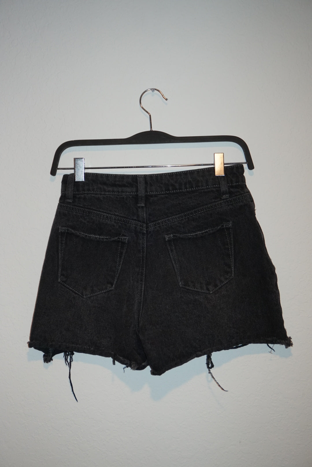 "BP" Black Denim Frayed Hem Shorts - Size 24