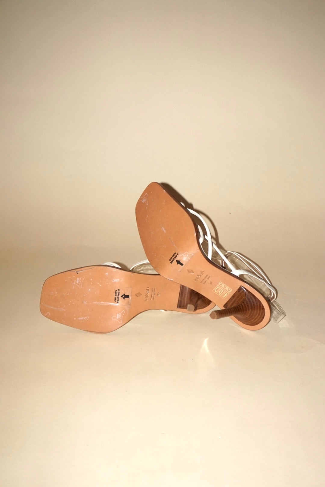 “Ba&sh” White “Cammelie” 100mm Sandal Heel NWOT - Size 39