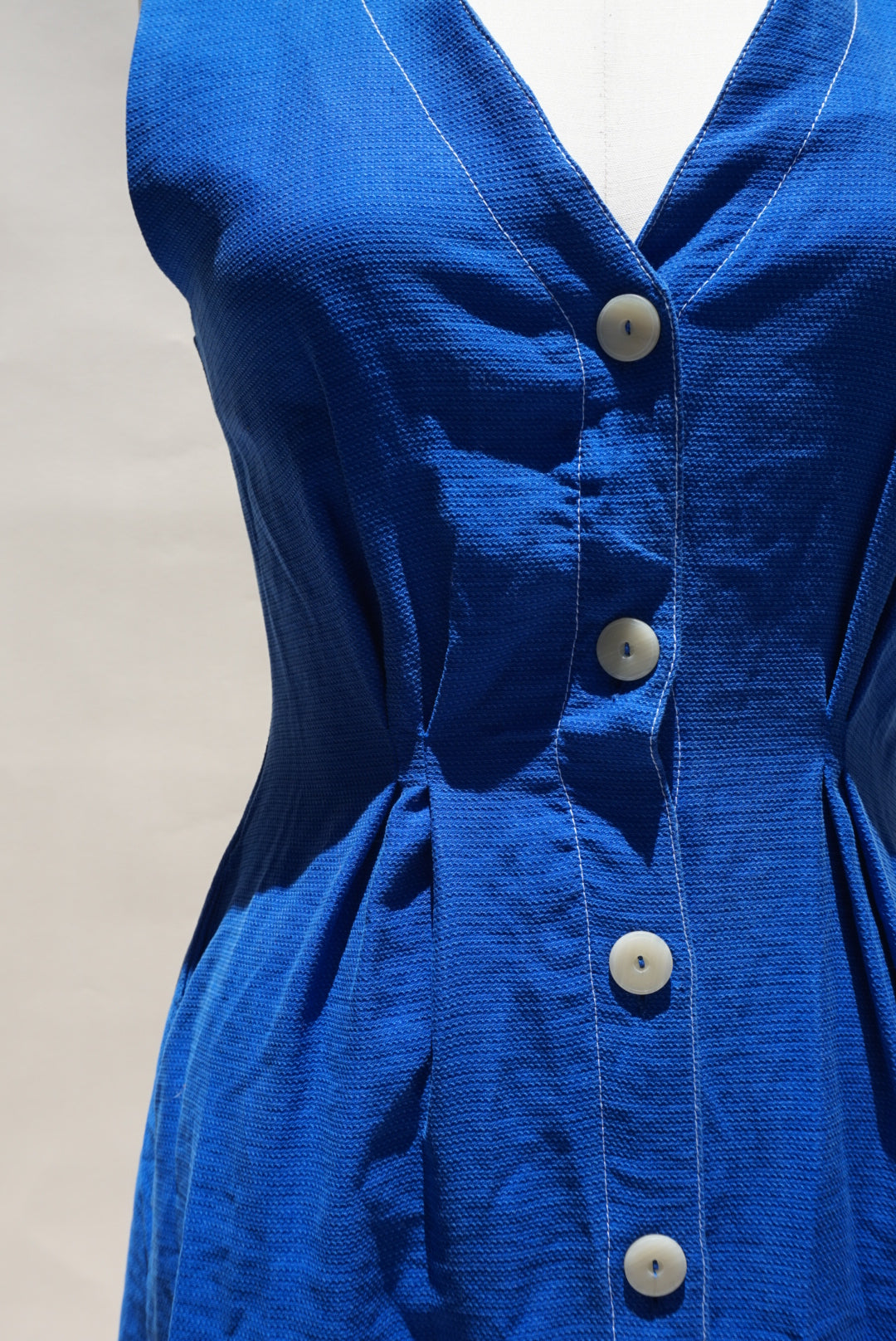 "Mango" Decorative Seam Royal Blue Sleeveless Midi Dress - Size 4