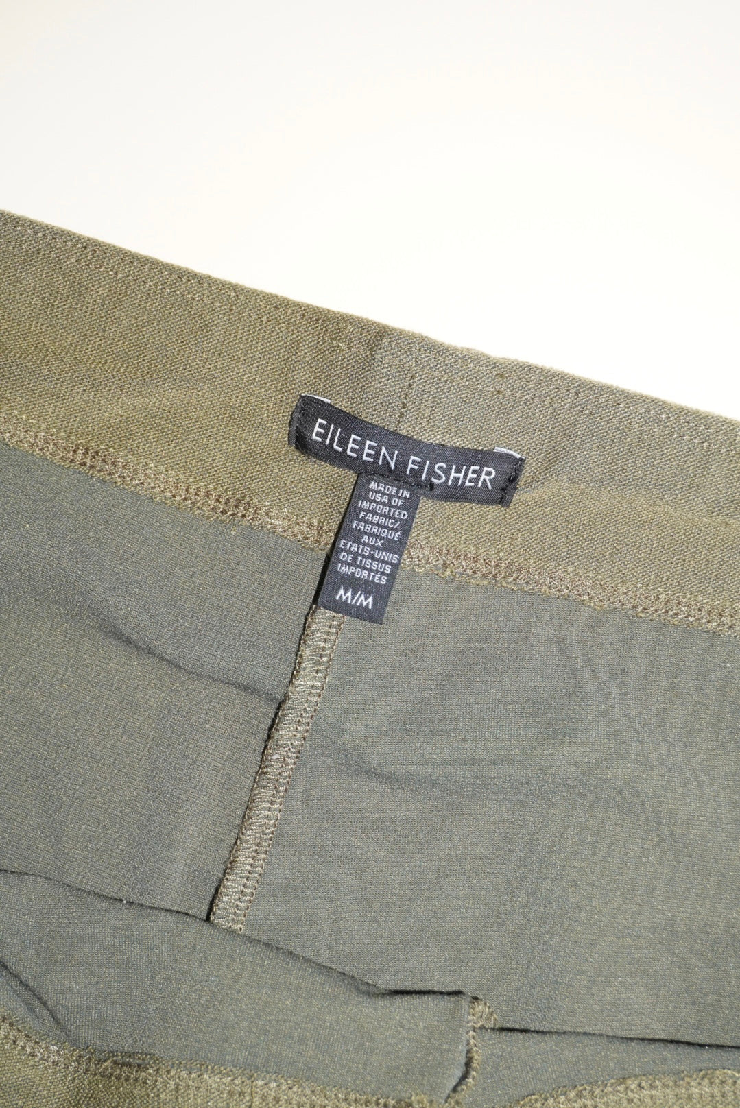 Eileen Fisher Olive Green Ribbed Knit Slim Ankle Pants- Size Medium