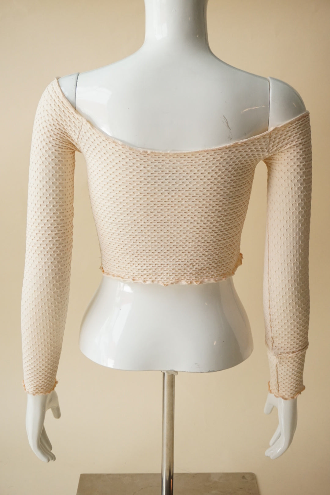Intimately Free People Ivory Textured Cropped Off The Shoulder - Size Small