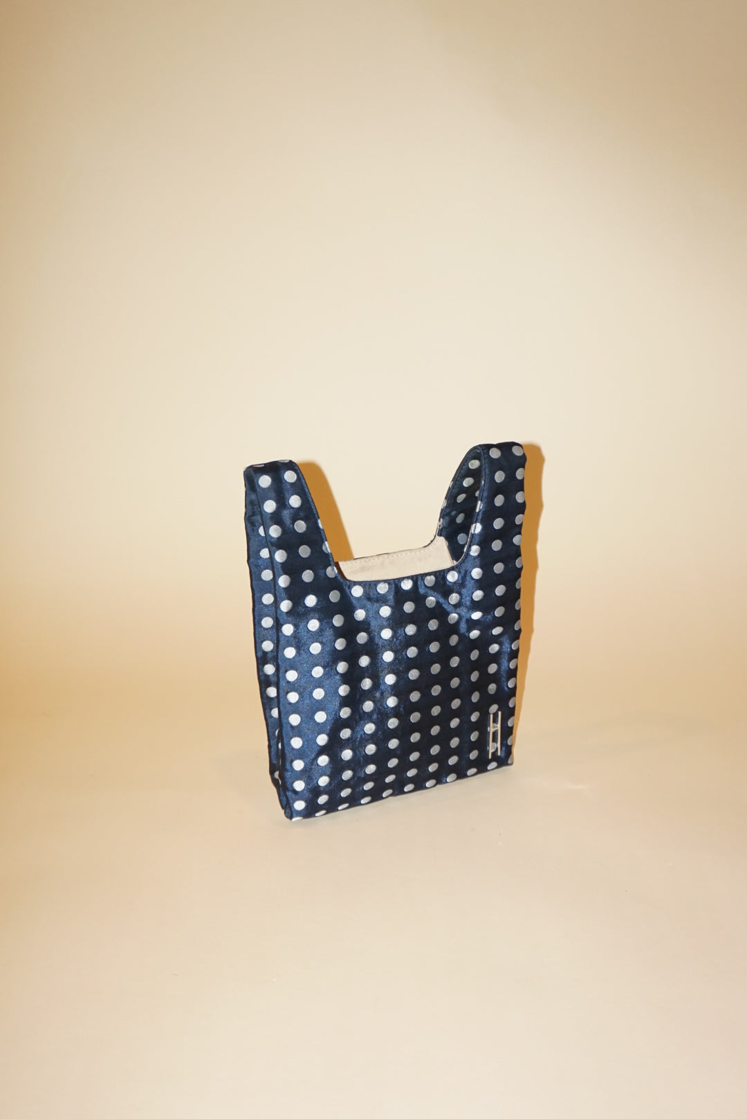 Hayward Satin Polka Dot Navy Mini Japanese Knot Tote