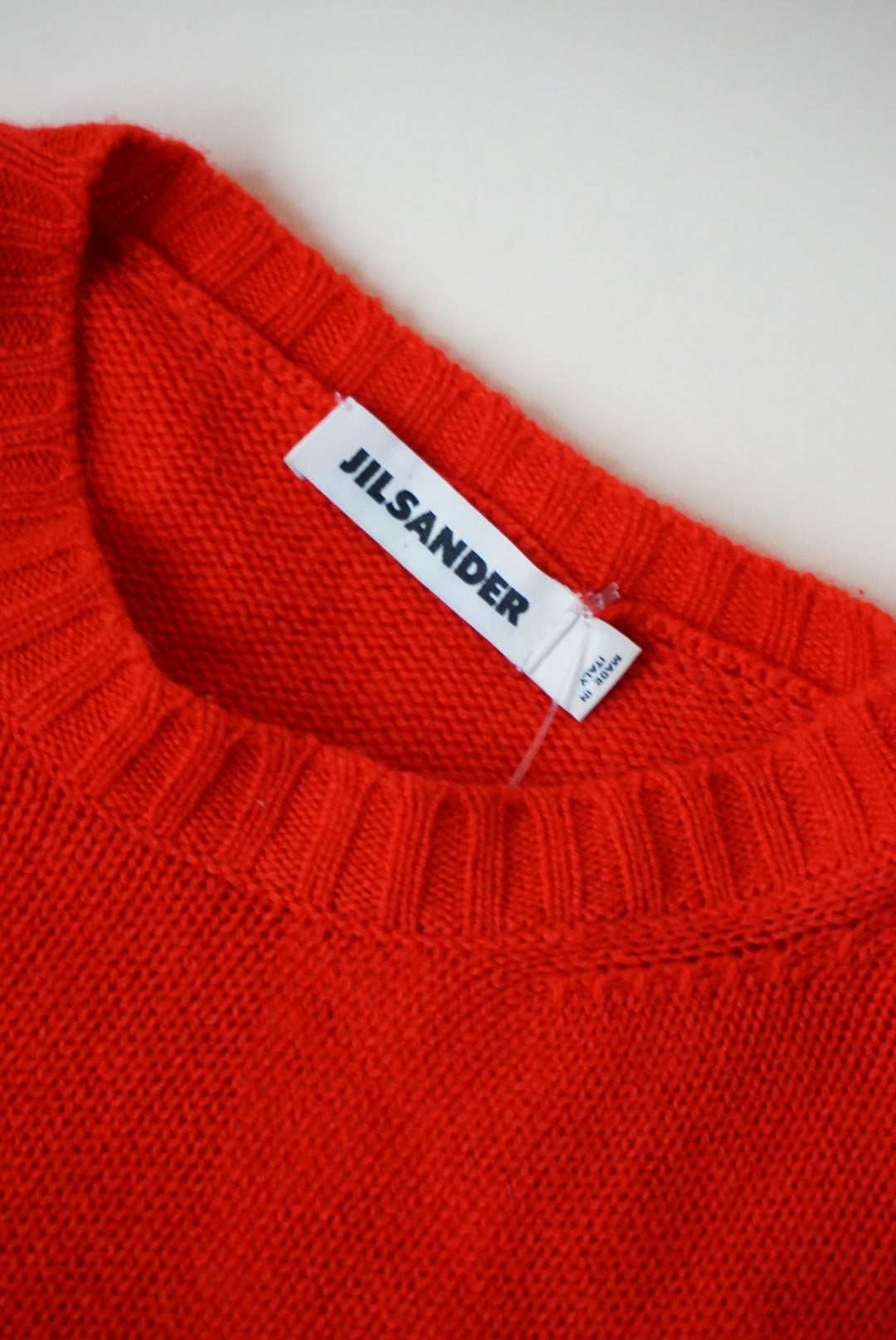 "Jil Sander" Red Cashmere Crewneck Oversized Sweater - Size Small