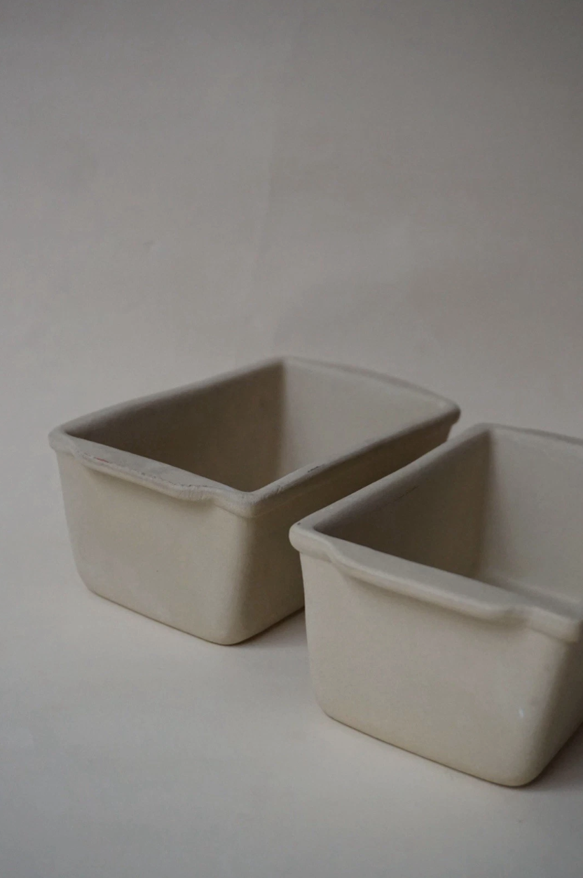 Set (2) Sassafras Vintage Super Stone Unglazed Ceramic Loaf Pans 1995