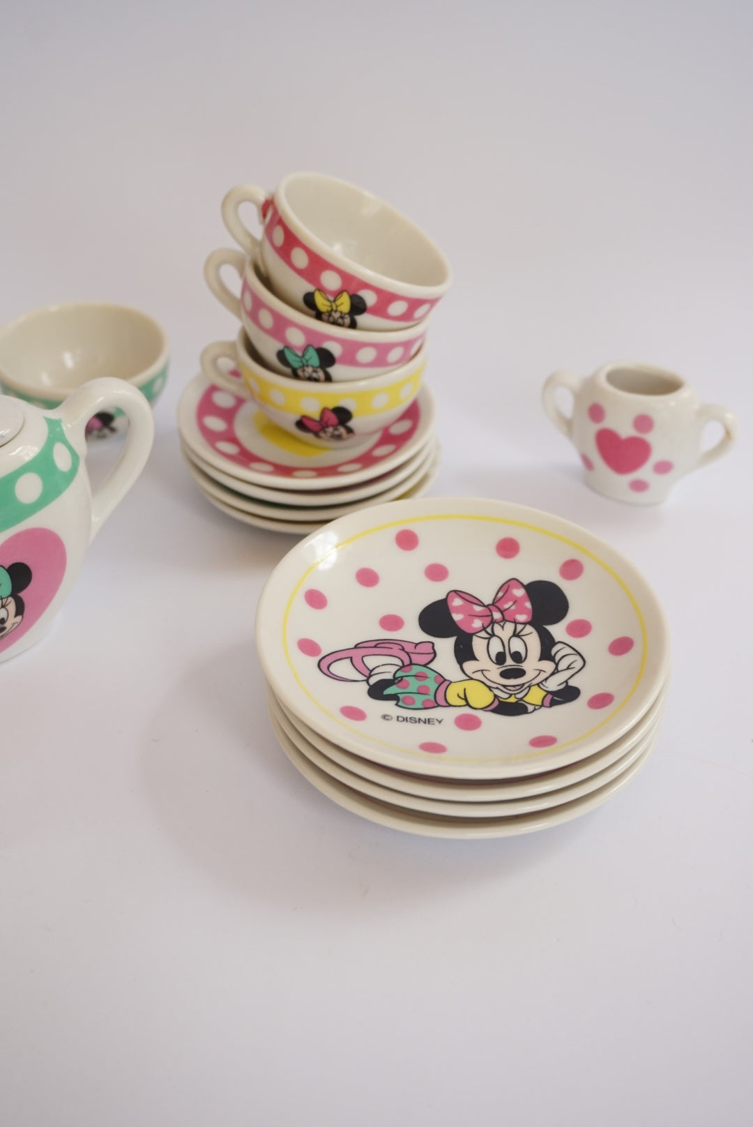 Vintage Disney "Minnie N Me" Child's Mini China Tea Ceramic Set Made in Japan 14pcs