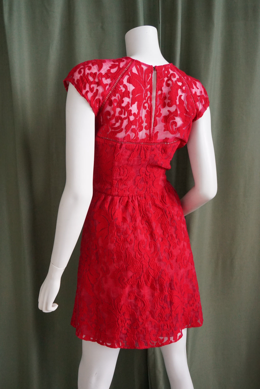 Dolce Vita Red Lace Embroidered Mini Cocktail Dress - Size Large