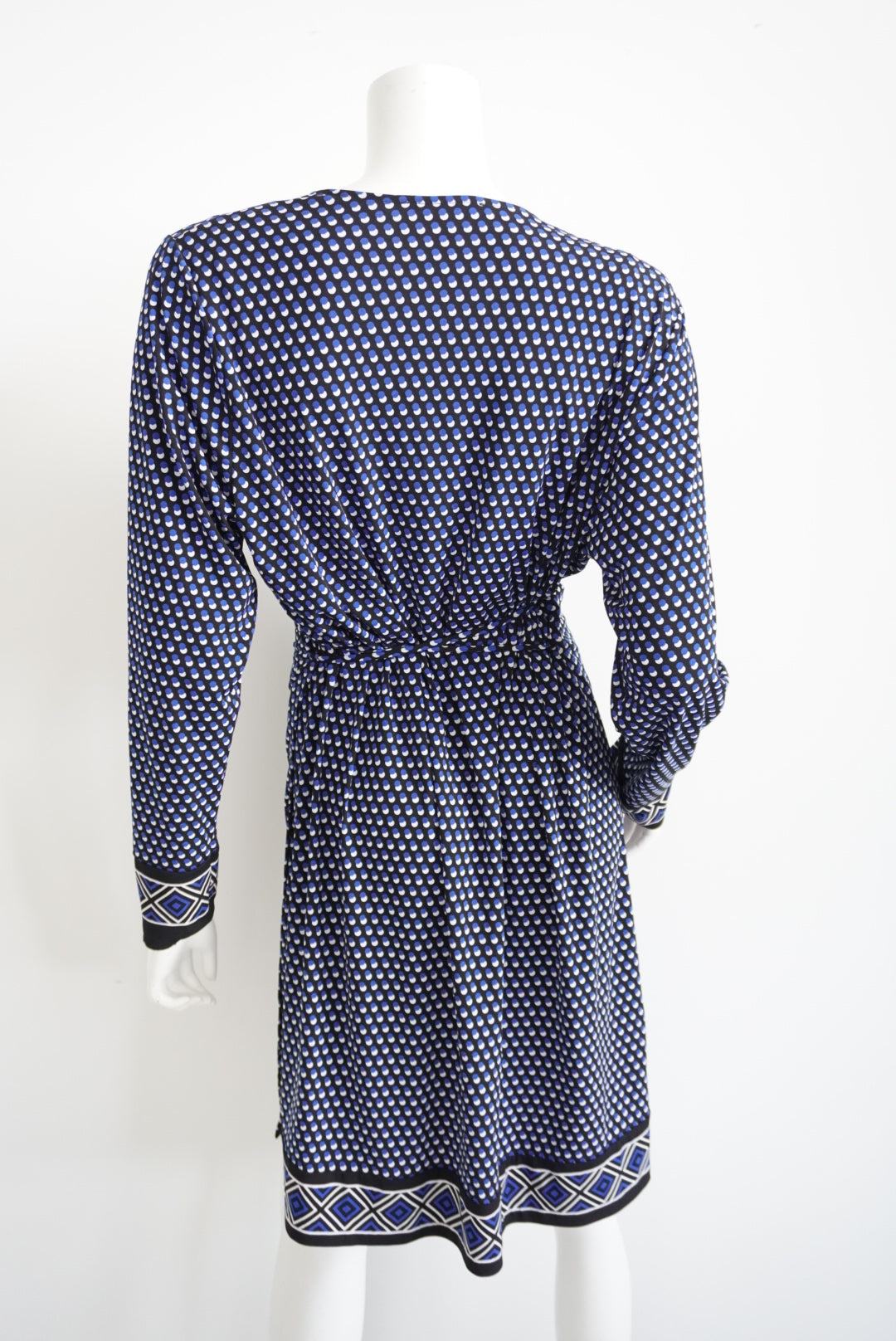 Michael Kors Geometric Royal Blue Print Mini Wrap Dress - Size 1X