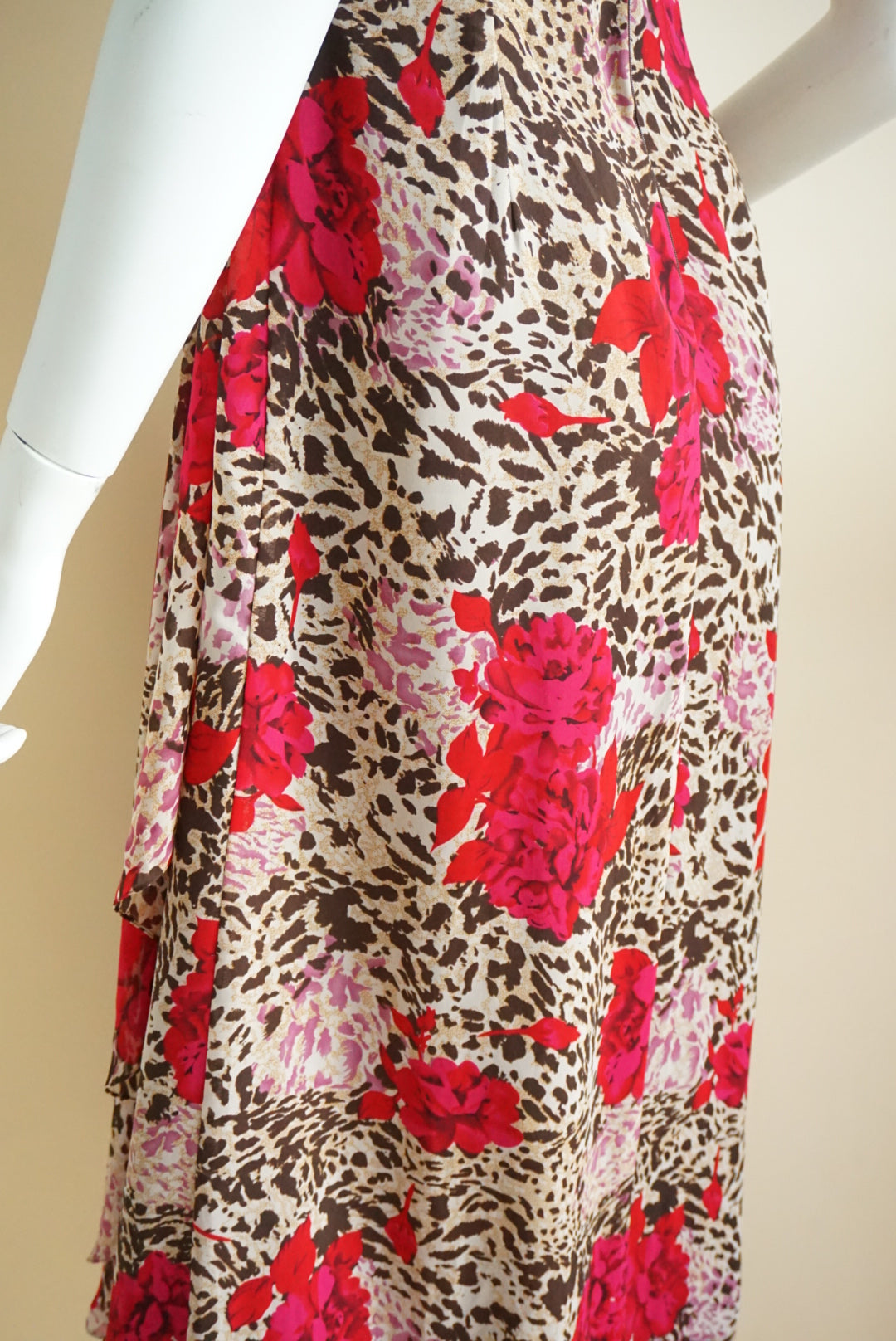Dusk Y2K Animal Print Floral Maxi Pleated Slip Dress