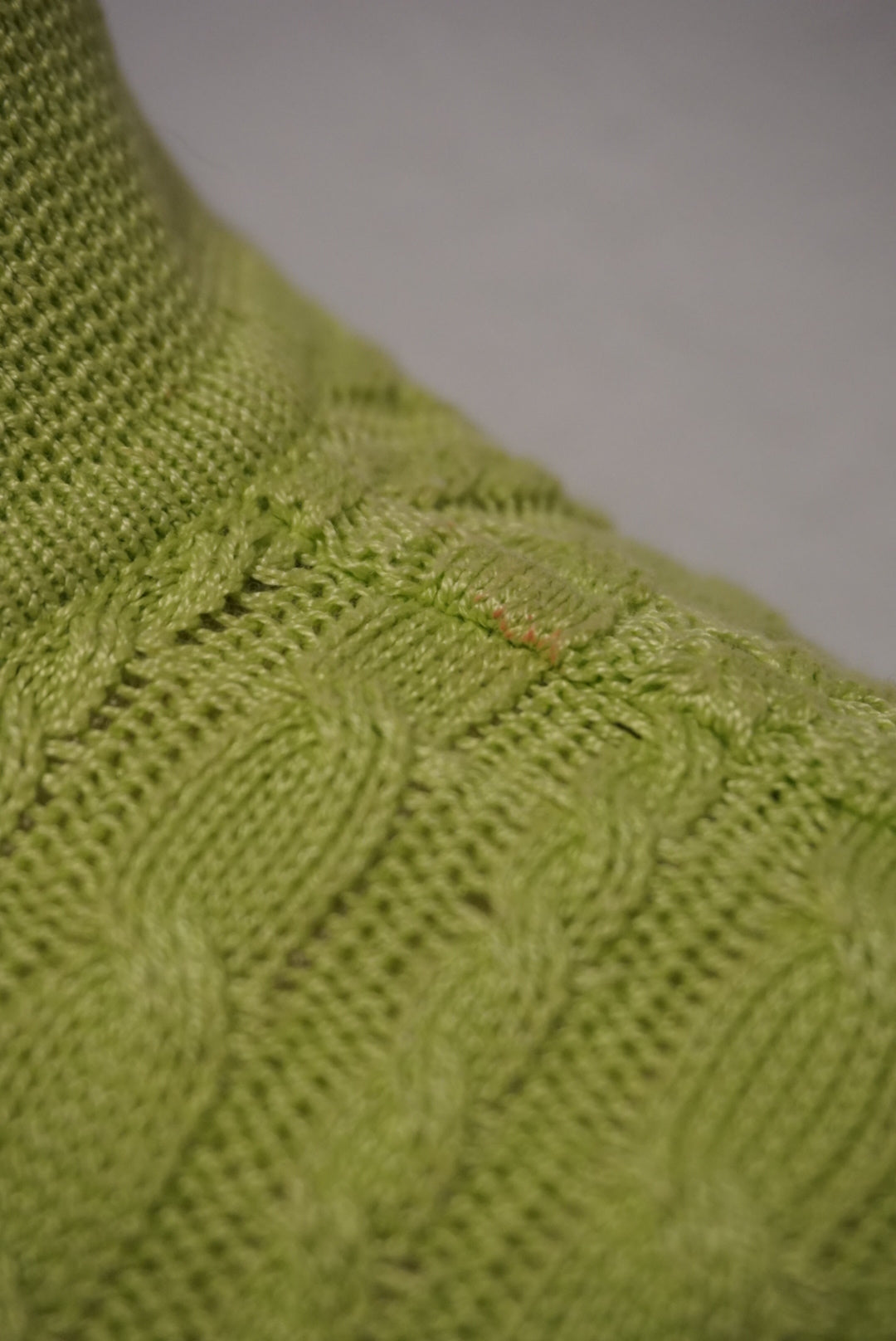 "Celine" Cable Knit Lime Green Vintage Polo - Size Large