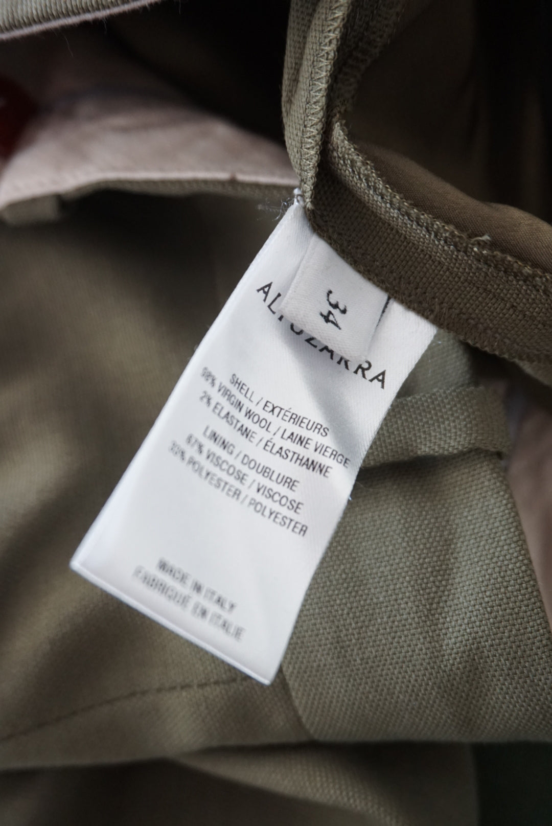 “Altuzarra” Tapered Breeches Green Wool Trousers - Size 34