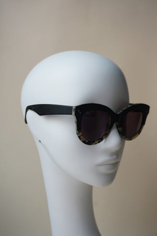 “Krewe” Oversized Black Tortoiseshell Acetate “Julia” Sunglasses