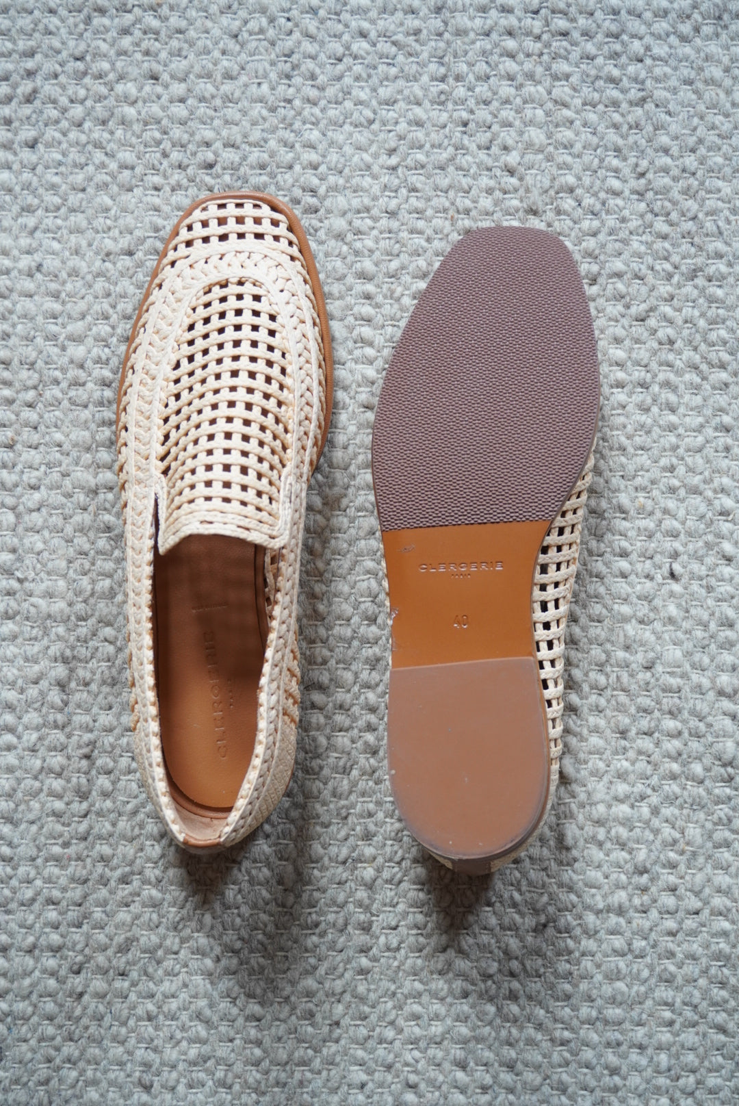 Robert Clergerie Paris Tan Orlana Jute Espadrille Raffia Penny Loafers - Size 40