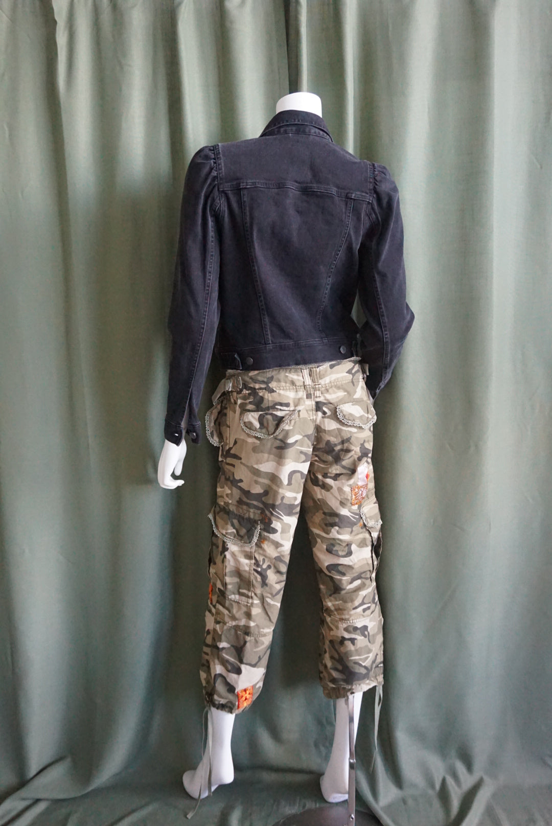 Miss Me Camo Army Print Patchwork Y2K Pants - Size Medium