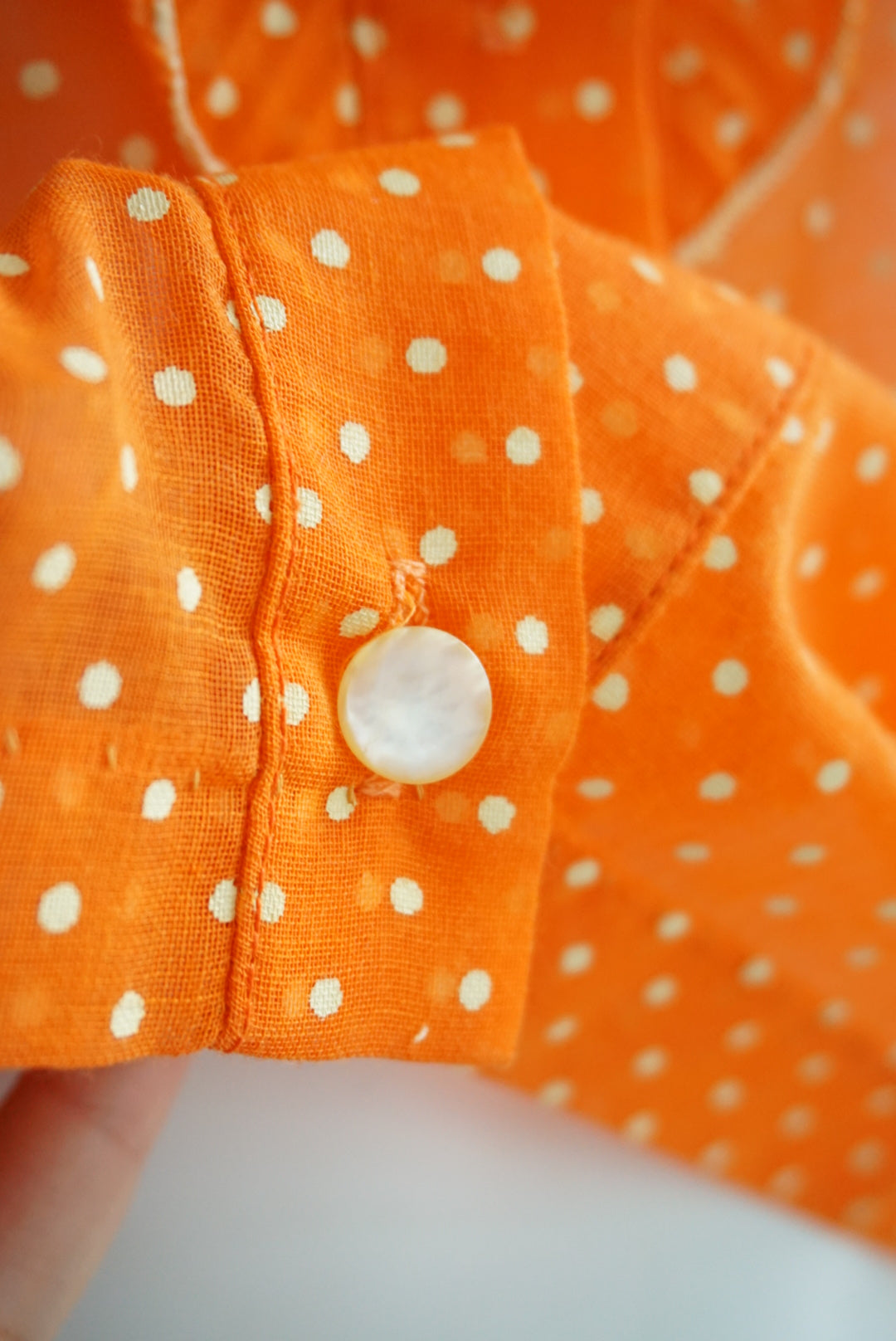 Collegiana Vintage 70's  Polka Sheer Ruffle Neck Blouse ILGWU- Size 34