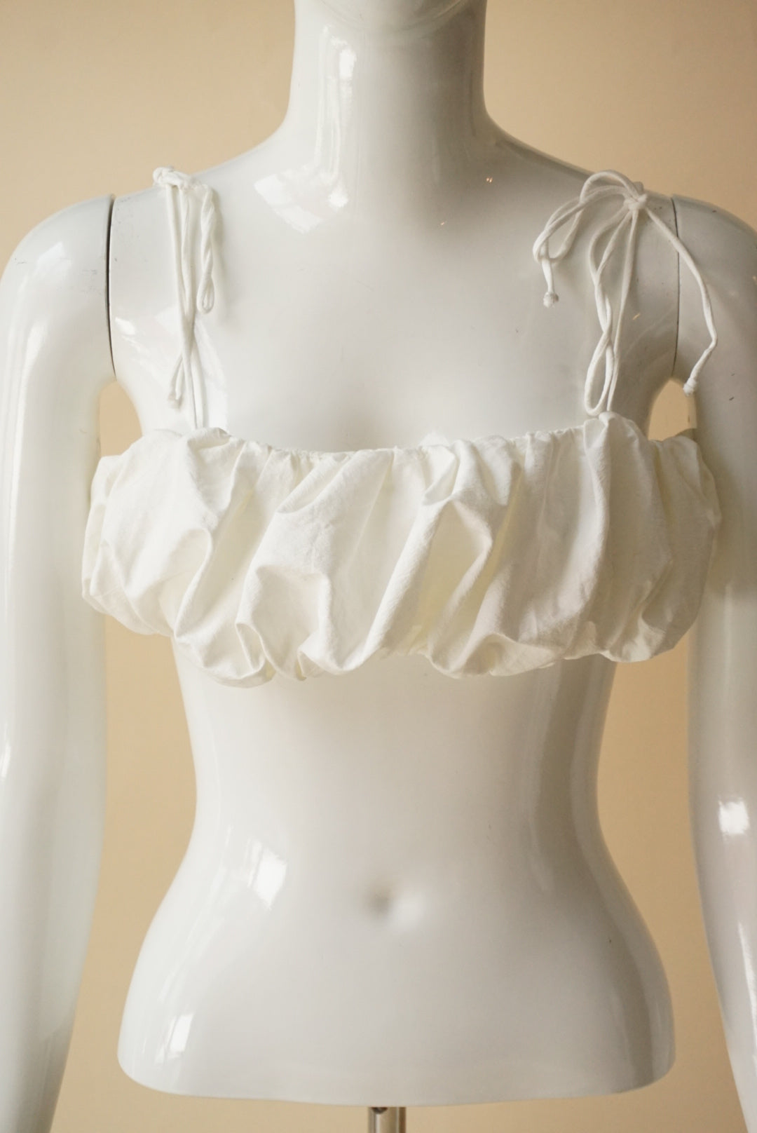 Zara Puff White Bralette Top - Size Small