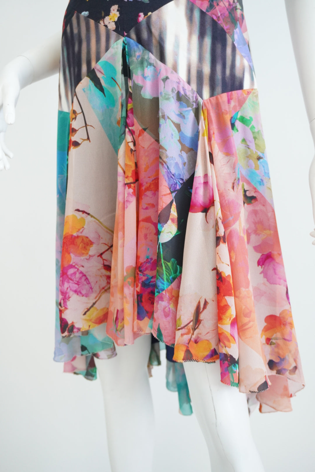 Nicole Miller Atelier Multicolor Patchwork Fairy Silk Blend Dress - Size 4