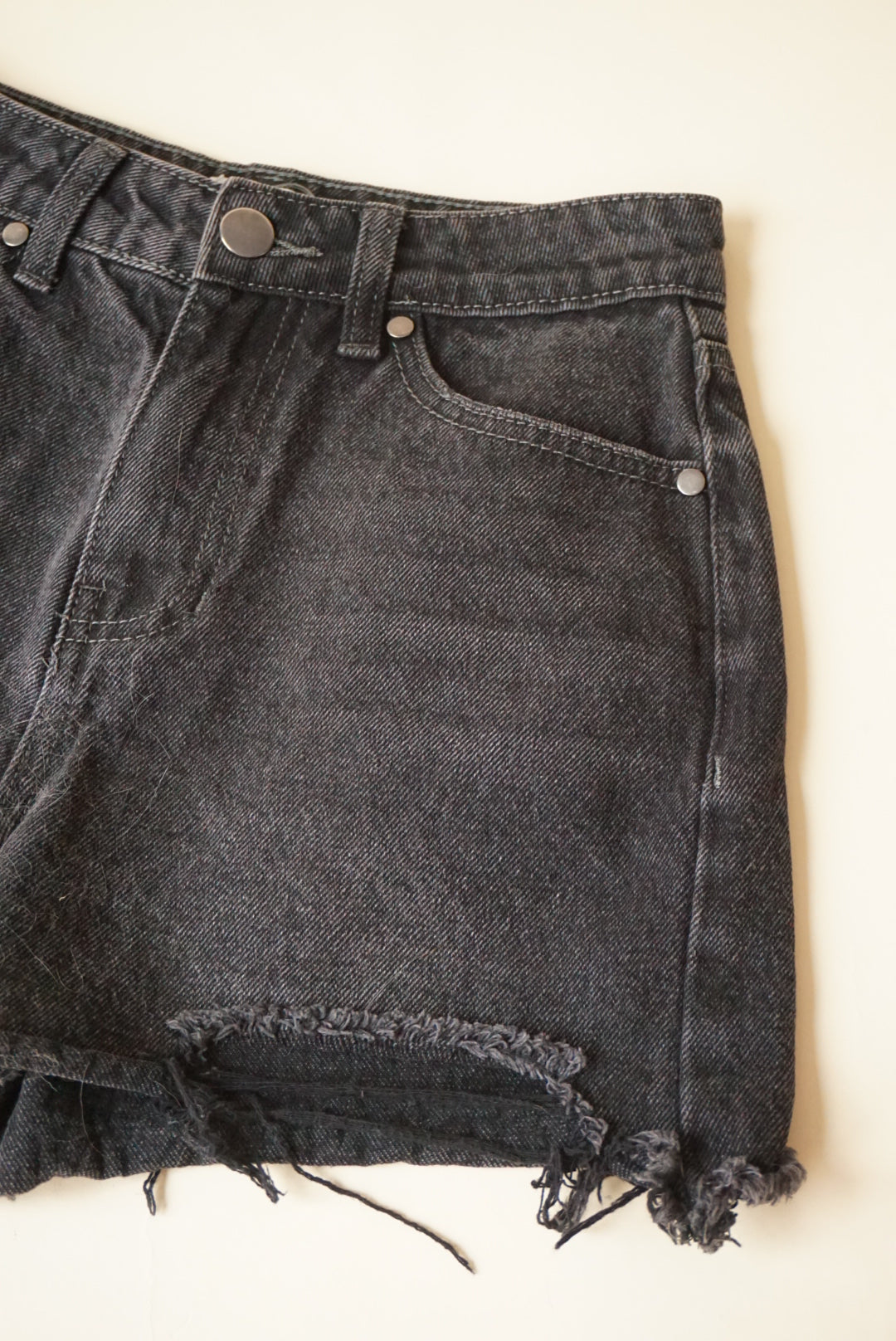 BP Black Denim Frayed Hem Shorts - Size 24
