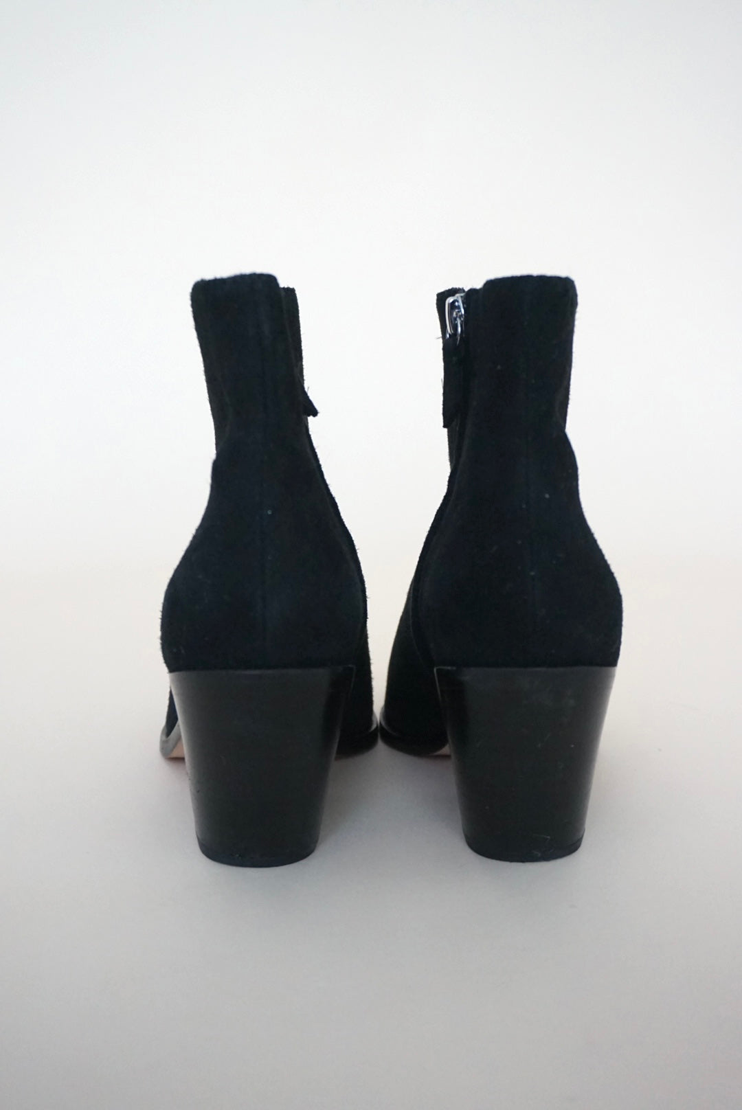 “Paige” “Laney” Black Suede Western Booties - Size  7