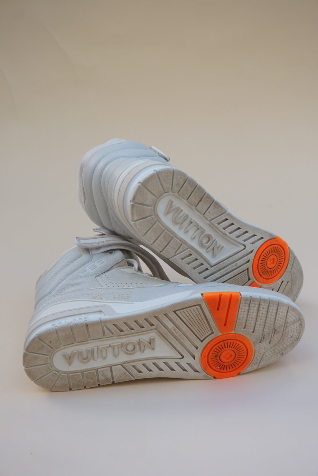 “Louis Vuitton” x Virgil Abloh 408 High Top Trainer Sneakers - Size 10.5