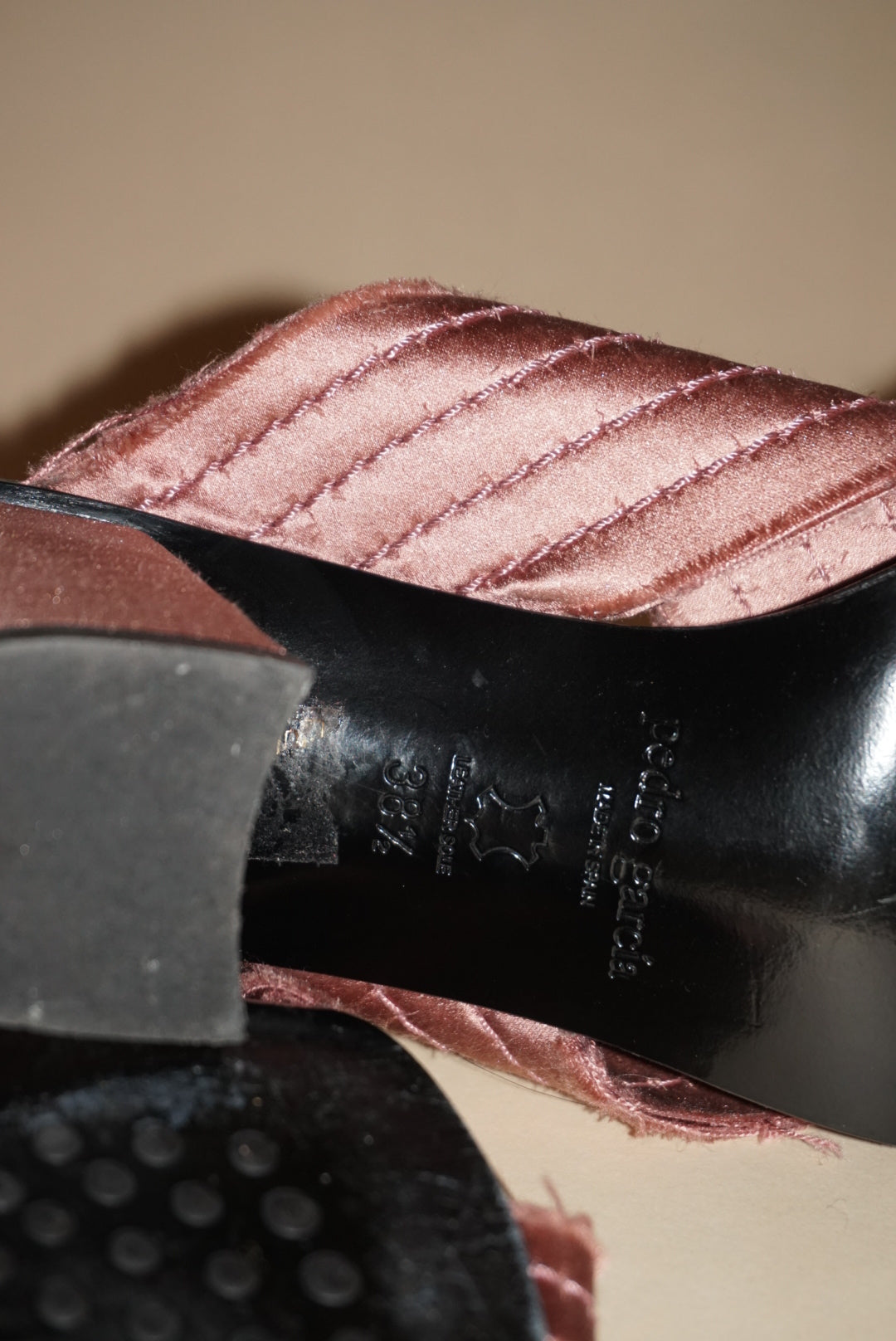 “Pedro Garcia” Satin Blush “Xail” Mules - Size 38.5