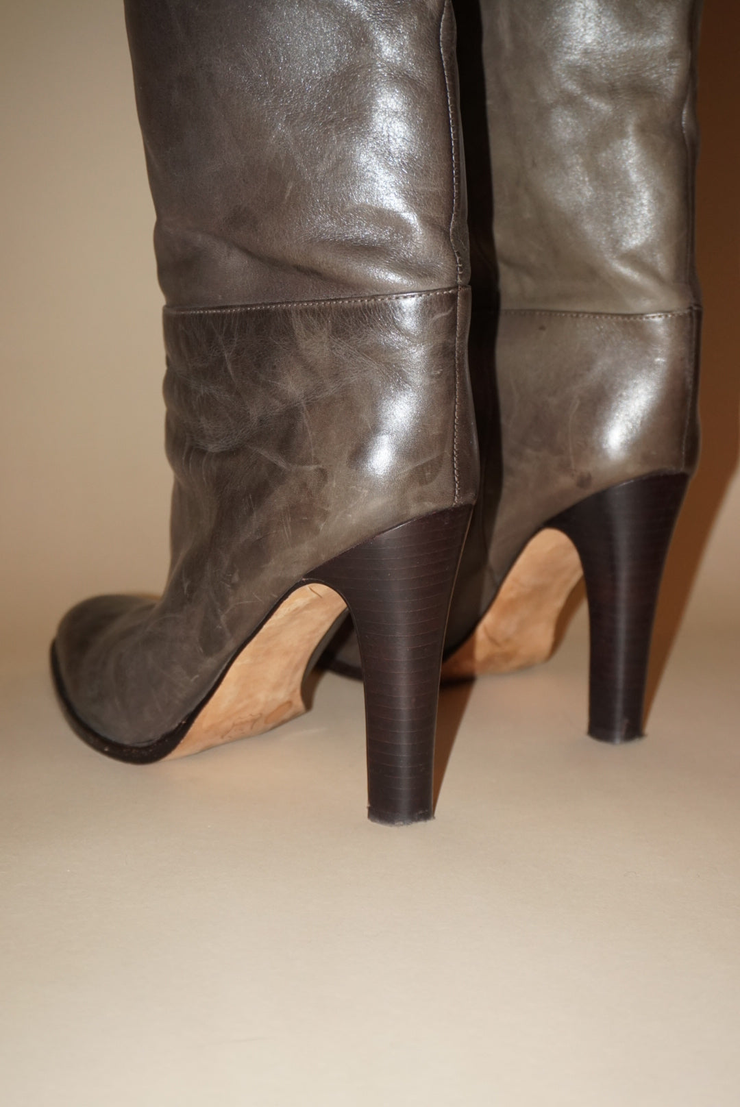 “BCBGMAXAZRIA” Vintage Brown Leather Knee High Boots - Size 8.5