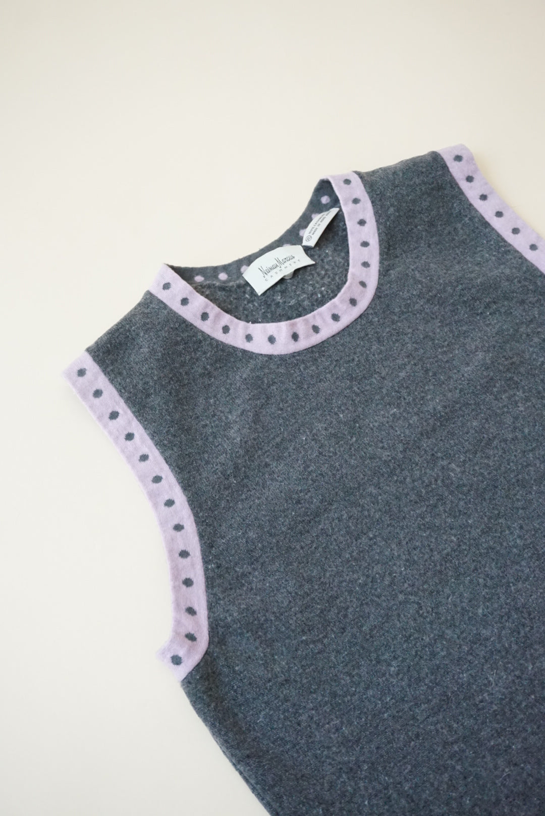 Neiman Marcus Cashmere Grey/Pink Vest Jumper