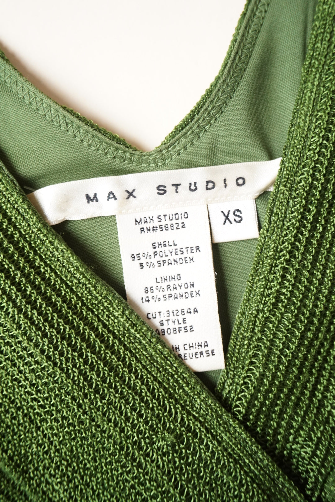 Max Studio Vintage Green Ruffle Midi Plunge Dress - Size XS