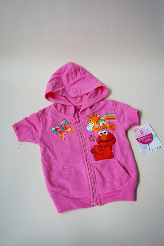 Elmo Pink Butterfly Rainbow Hoodie Embroidered Jacket NWT - Size 18M