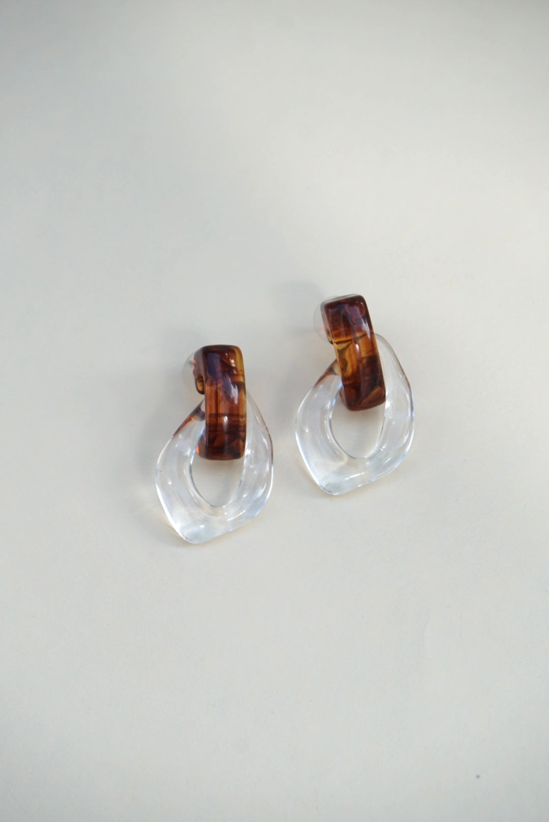 Lucite Amber Art Deco Abstract Earrings