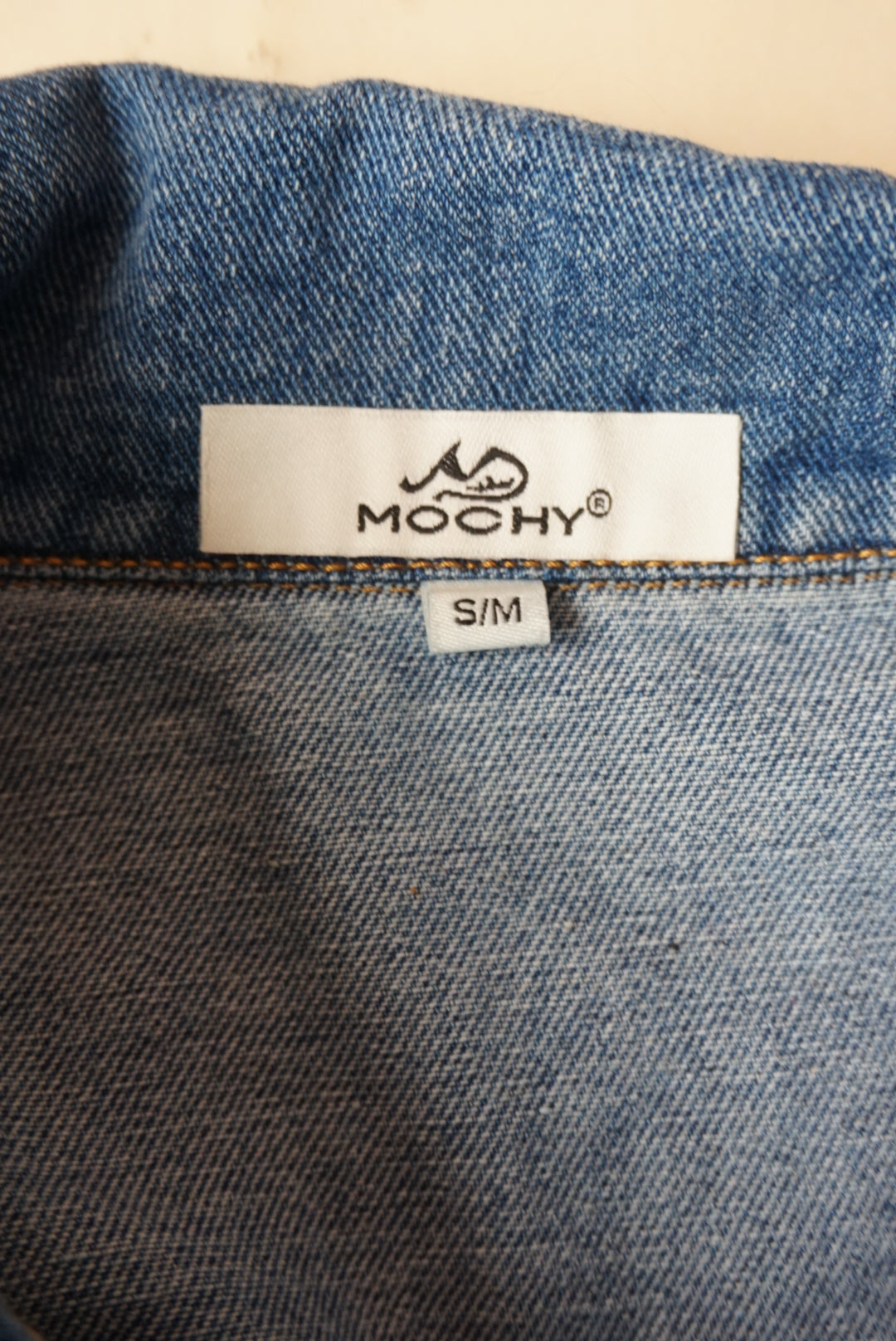 Mochy Denim Rhinestone Sleeve Cropped Jacket - Size S/M