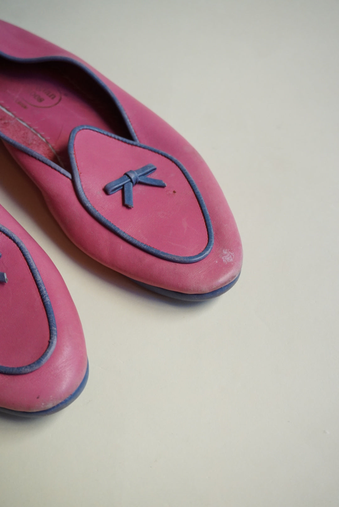 "Belgian Shoes" Pink/Purple Leather Midinette Loafers - Size 8.5