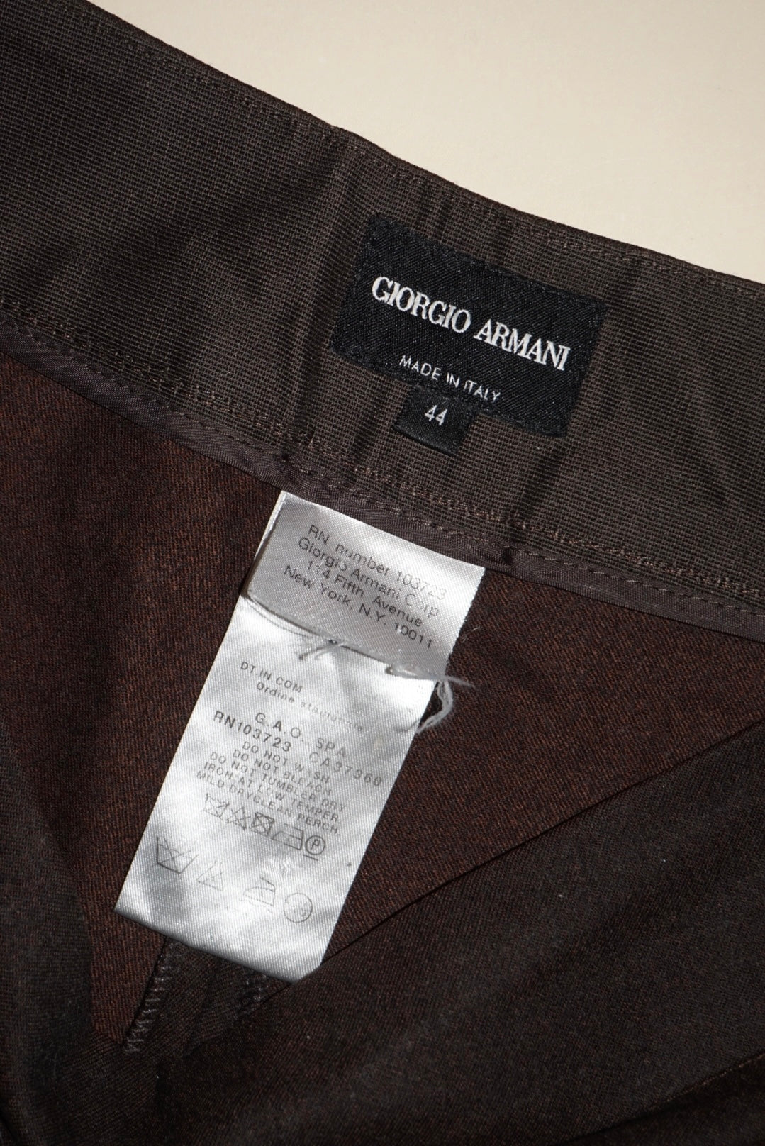 “Giorgio Armani” Wool Brown Trousers - Size 44
