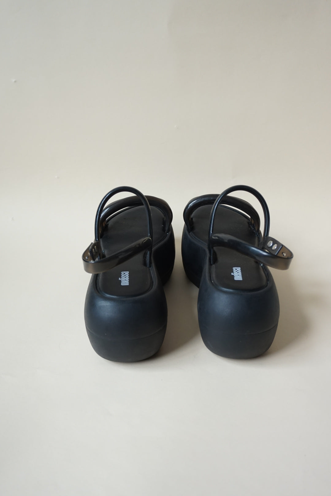 Melissa Black Air Bubble Platform Black Womens Sandals - Size 8