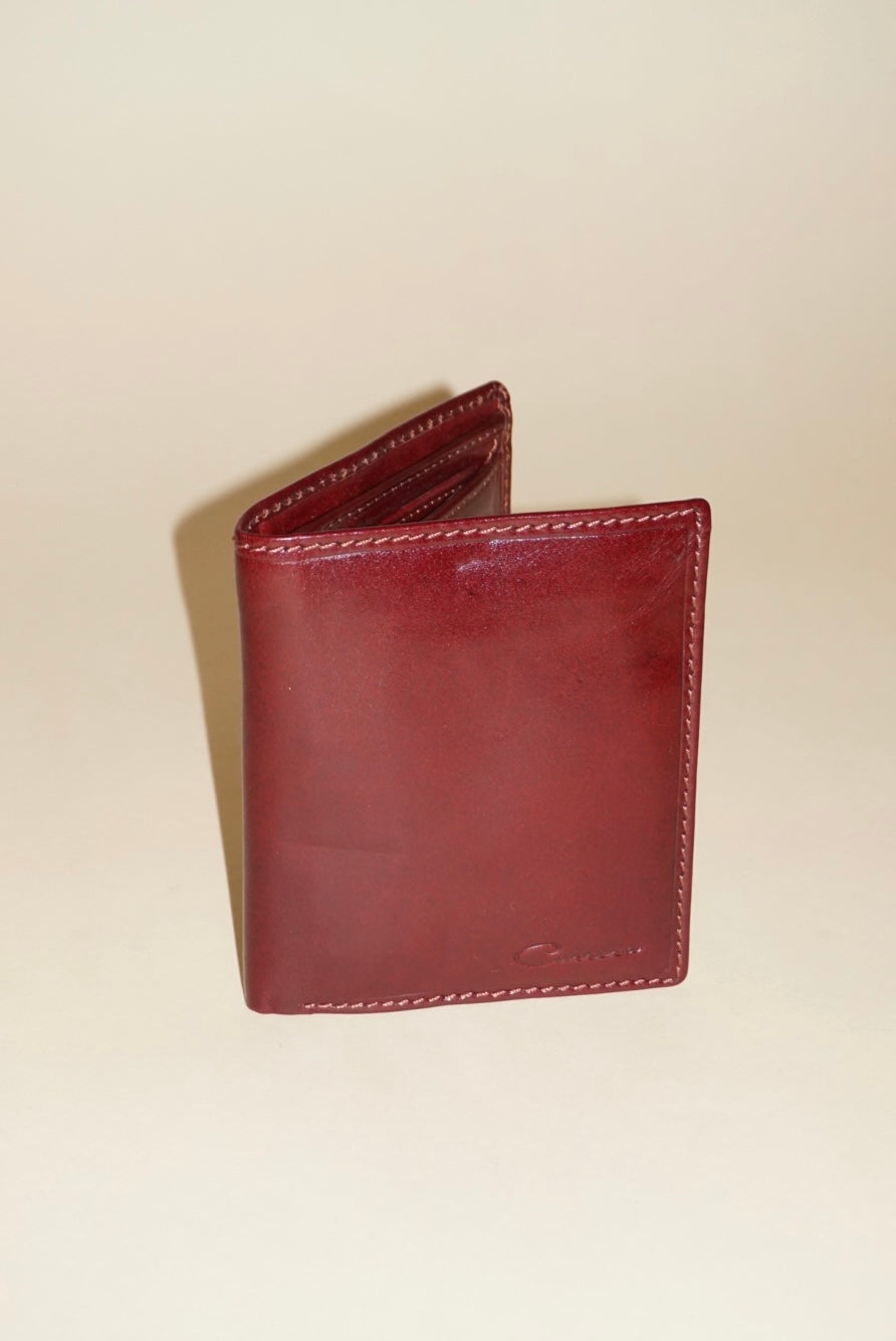 "Carrera" Burgundy Tri-fold Leather Wallet