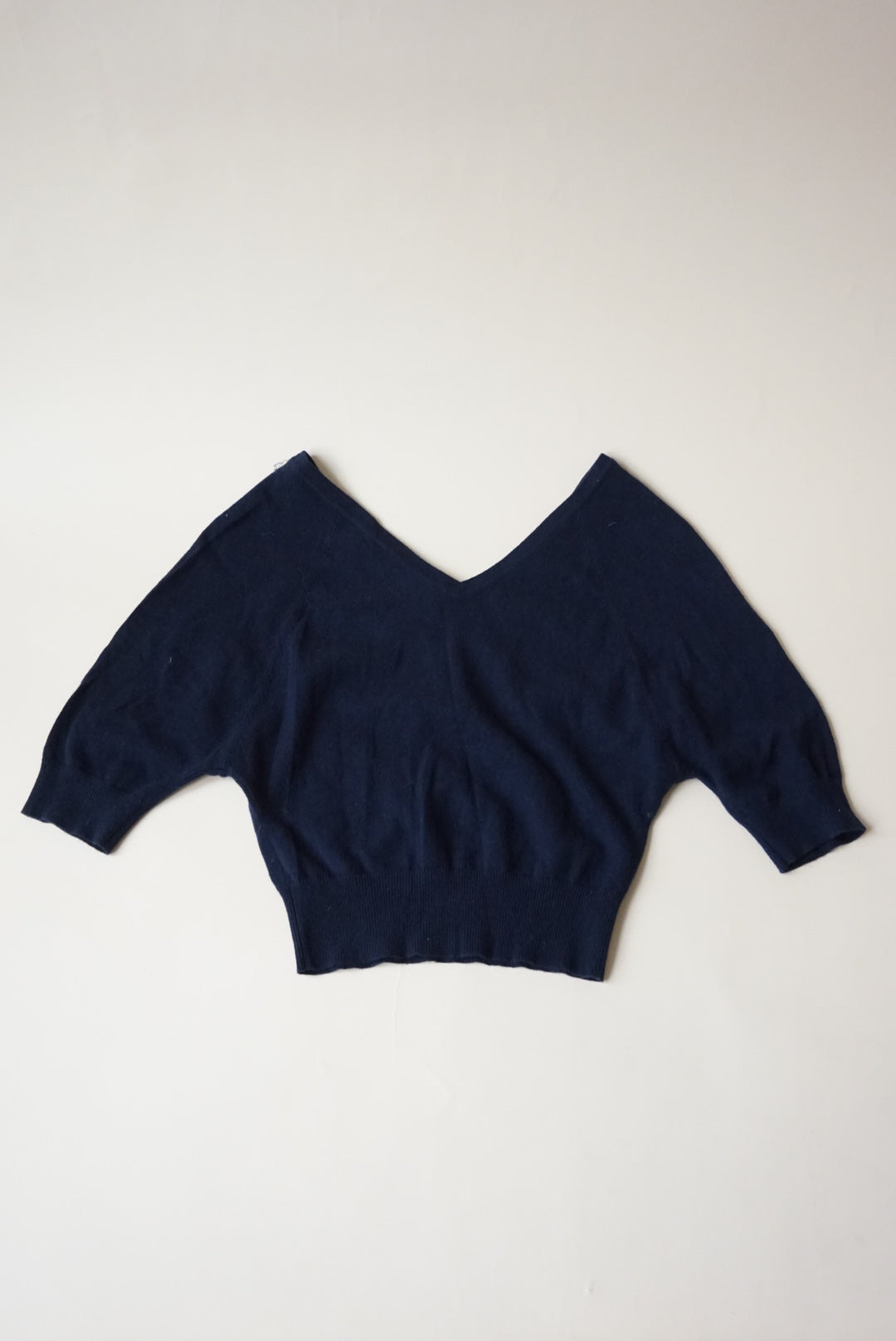 Michael Kors Collection Navy Blue Off The Shoulder Cashmere Blouse - Size XS