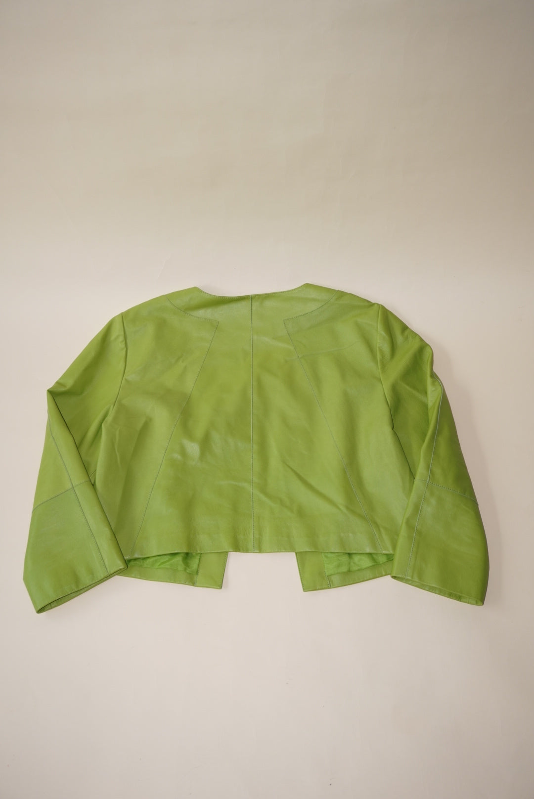 Lafayette 148 Lime Green Leather Textured Bolero Jacket - Size 12