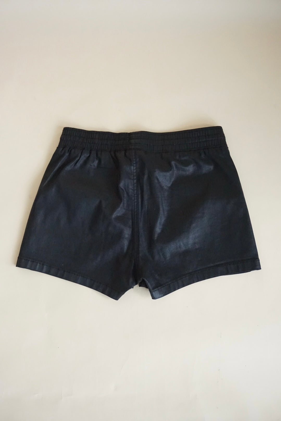 Current Elliot Black Waxed Drawstring Lounge Jogger Style Shorts - Size 1 / Small
